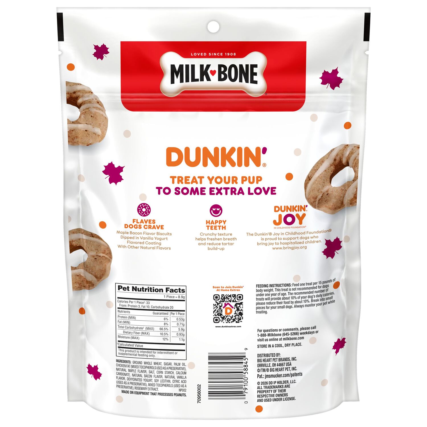 Milk-Bone Crunchy Dunkin&rsquo; Maple Bacon Flavor Biscuits Dog Treats, 8-Oz