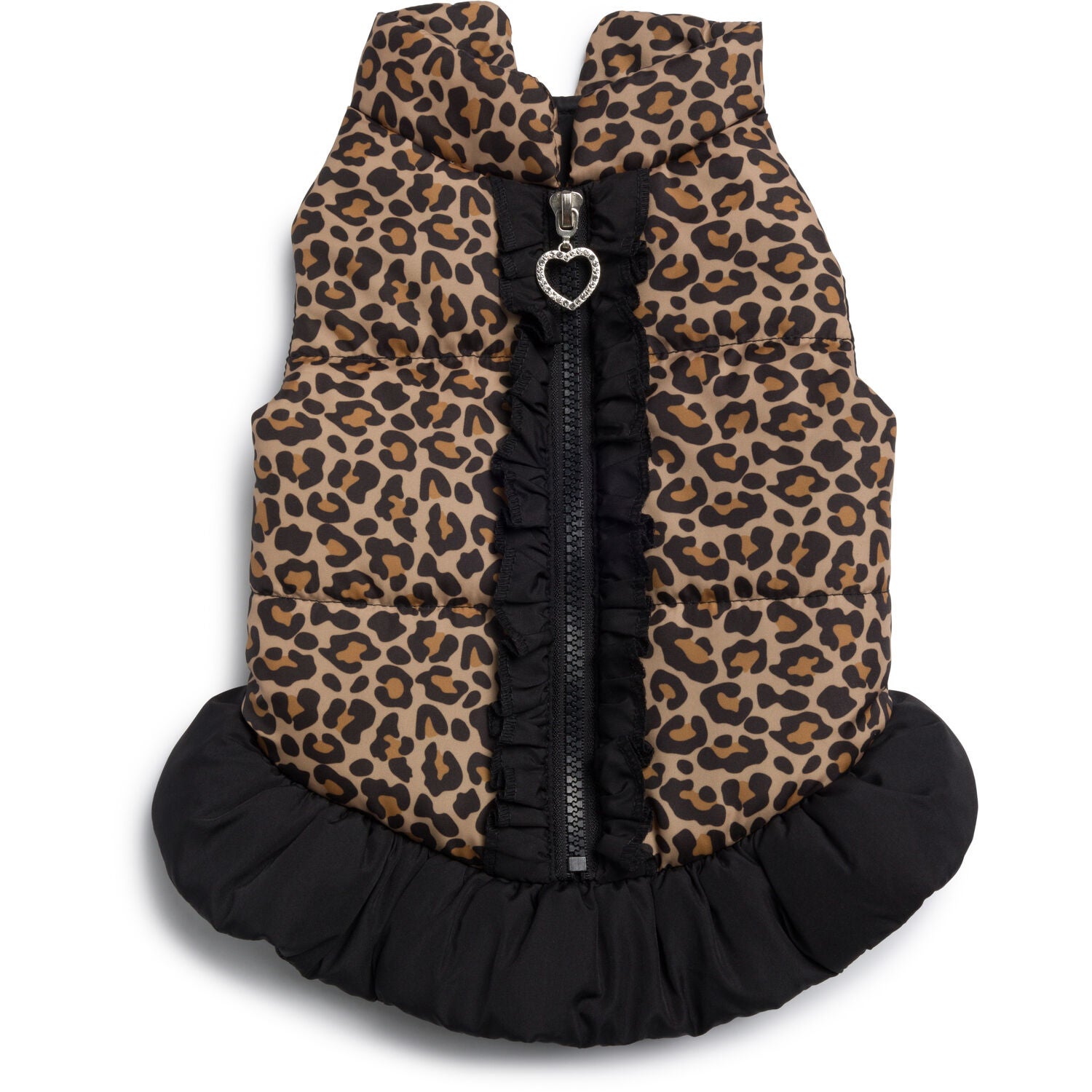 Fabdog Leopard Puffer Dress Dog Coat, Medium
