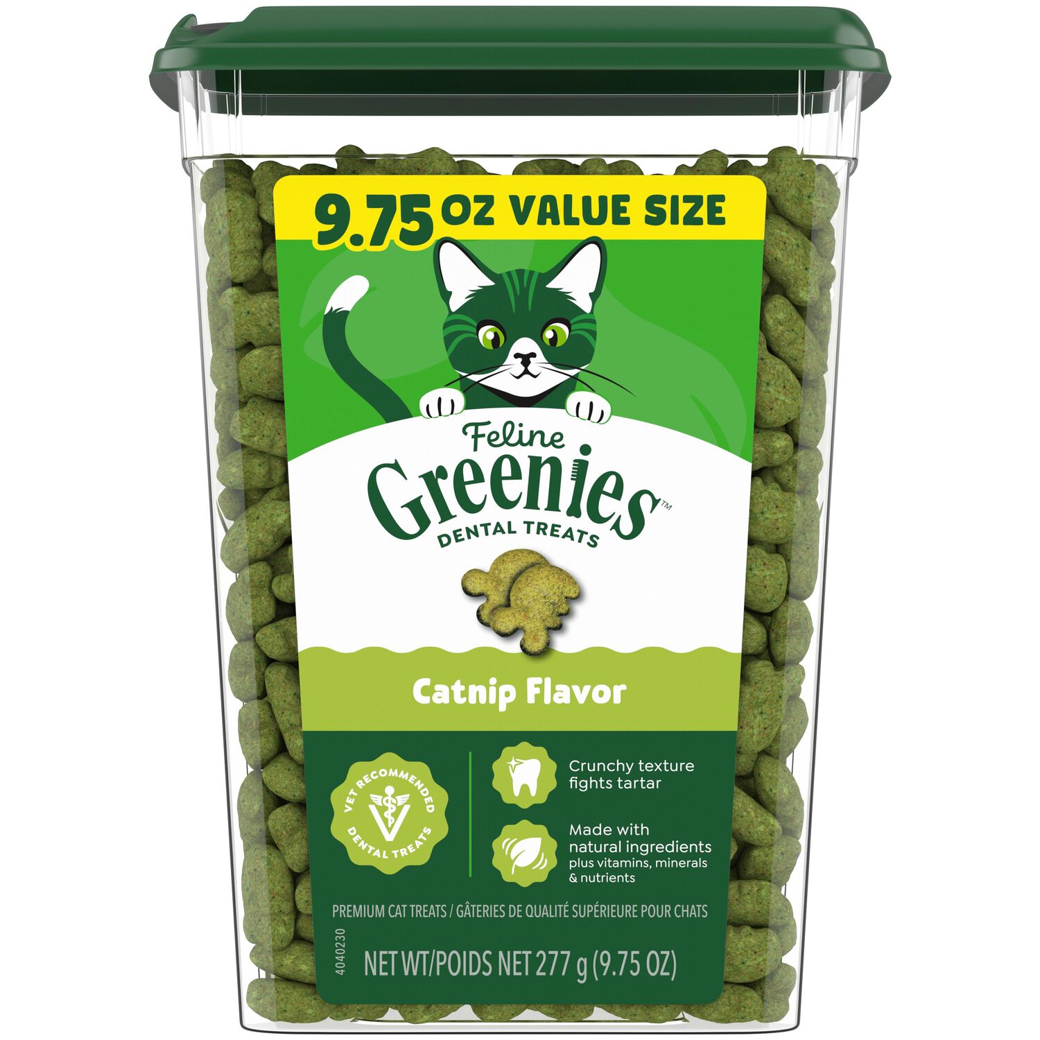 Greenies Feline Natural Crunchy Catnip Flavor Dental Cat Treats, 9.75-Oz