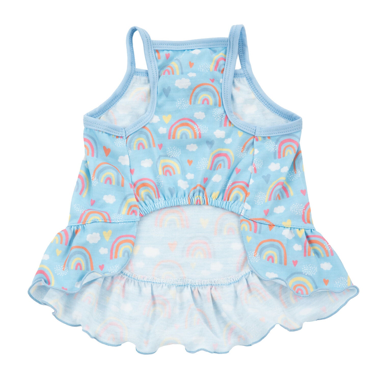 Simply Dog Blue Rainbow Ruffle Dog Dress, Large