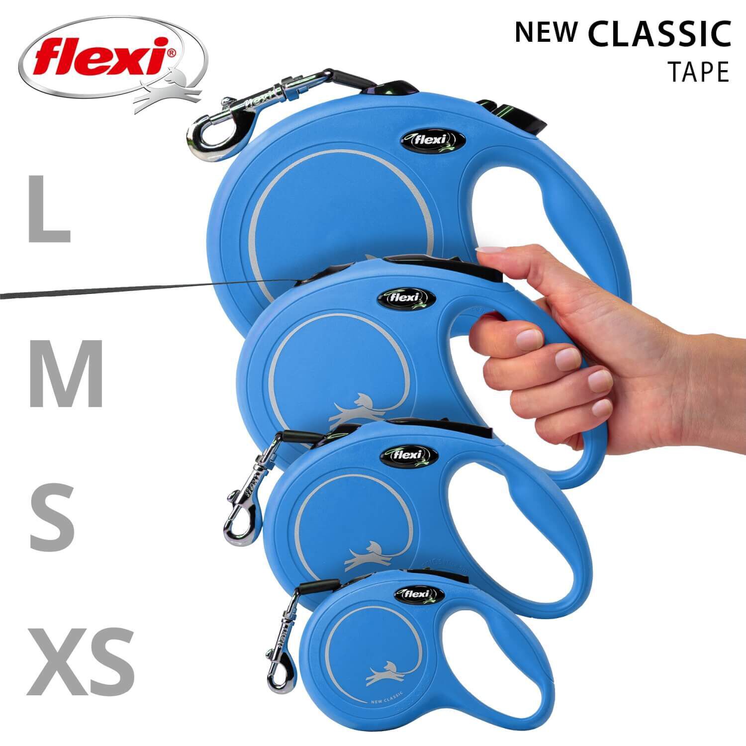 Flexi Classic Retractable Tape Blue Dog Leash - 16Ft