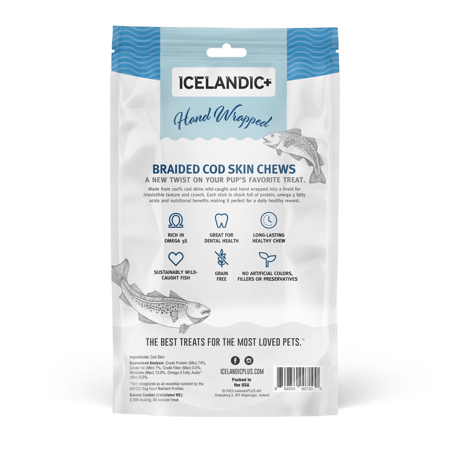 Icelandic+ Hand Wrapped Cod Skin Braids Limited Ingredient Dog Treats, 4.1-Oz, 5-Pack