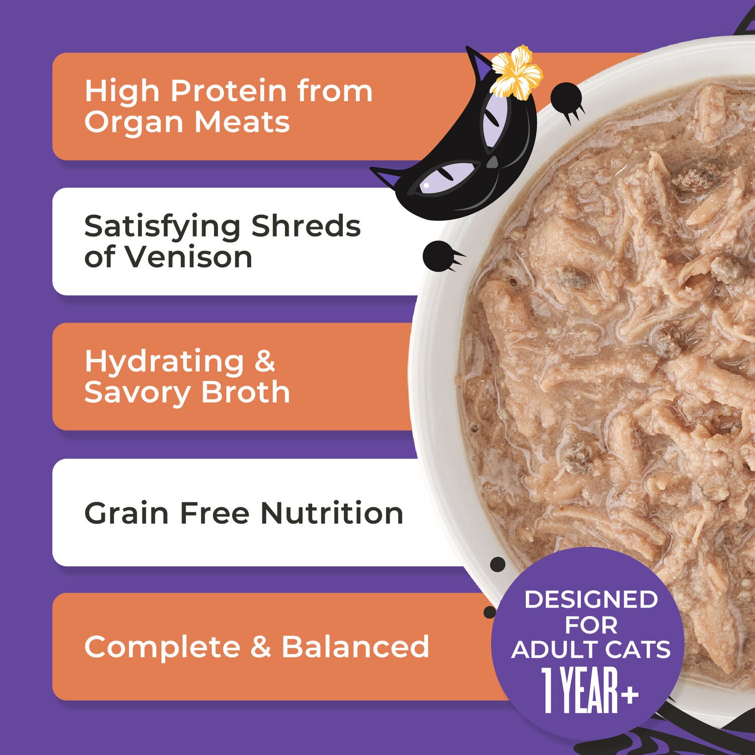 Tiki Cat After Dark Shreds Whole Foods Wet Cat Food, Venison & Beef Liver, 3 Oz. Can