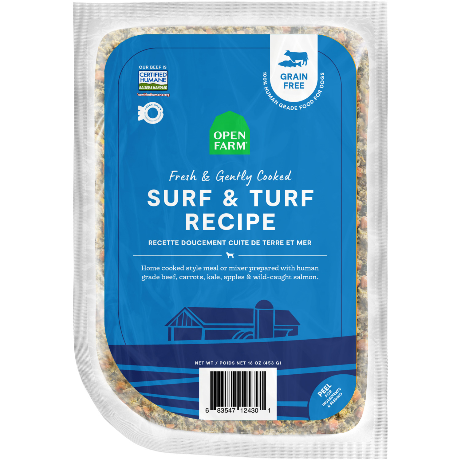 Open Farm Gently Cooked Surf & Turf Recipe Frozen Dog Food, 16Oz