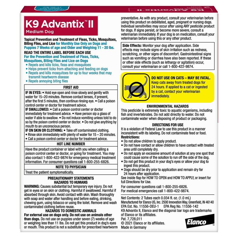 K9 Advantix Ii Flea & Tick Treatment For Dogs, 11 20 Lbs image number 2
