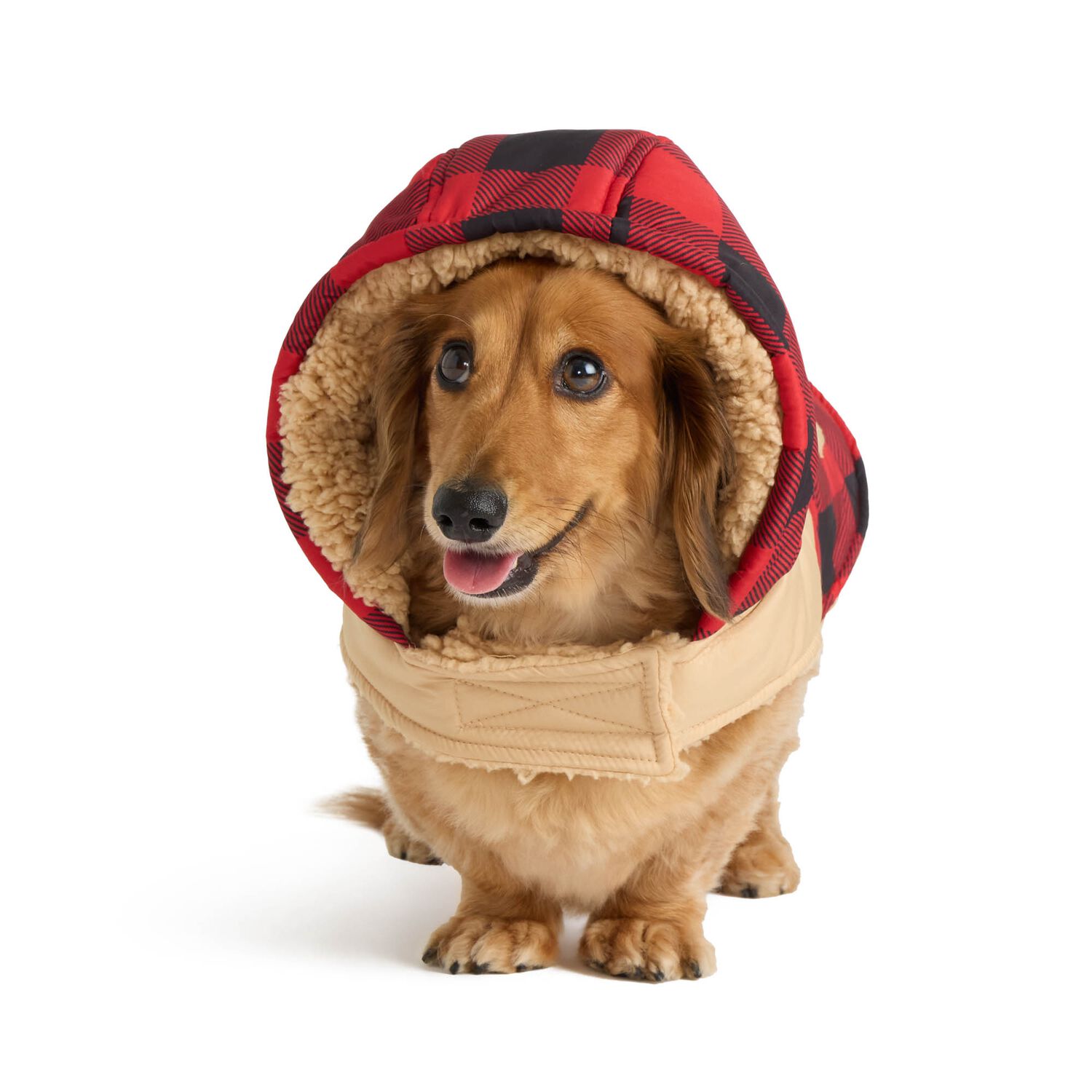 Aristopet Mix Media Buffalo Plaid Dog Jacket With Sherpa Lining, Extra Small