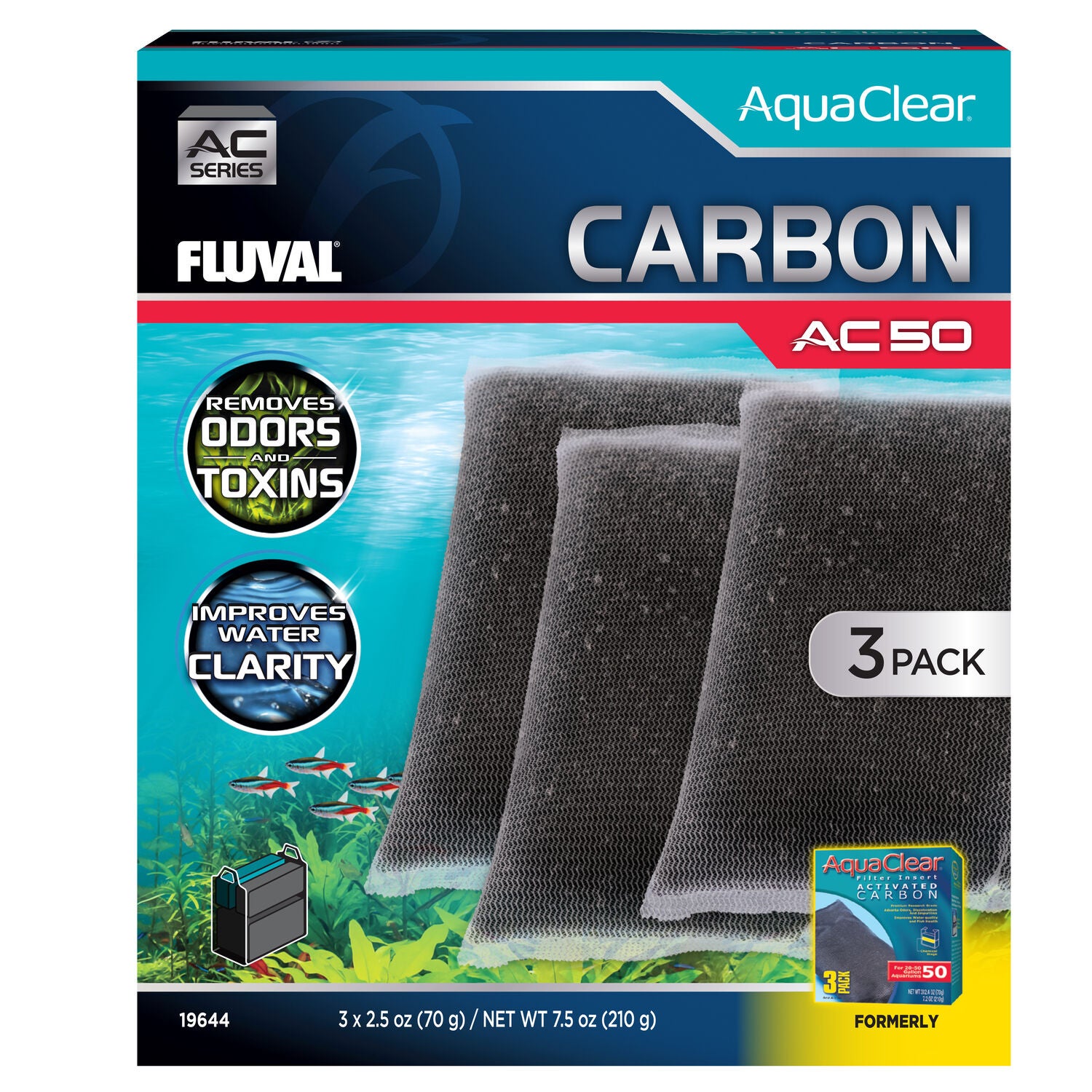 Fluval Aquaclear 70/110 Carbon Active C Insert, 3 Pack