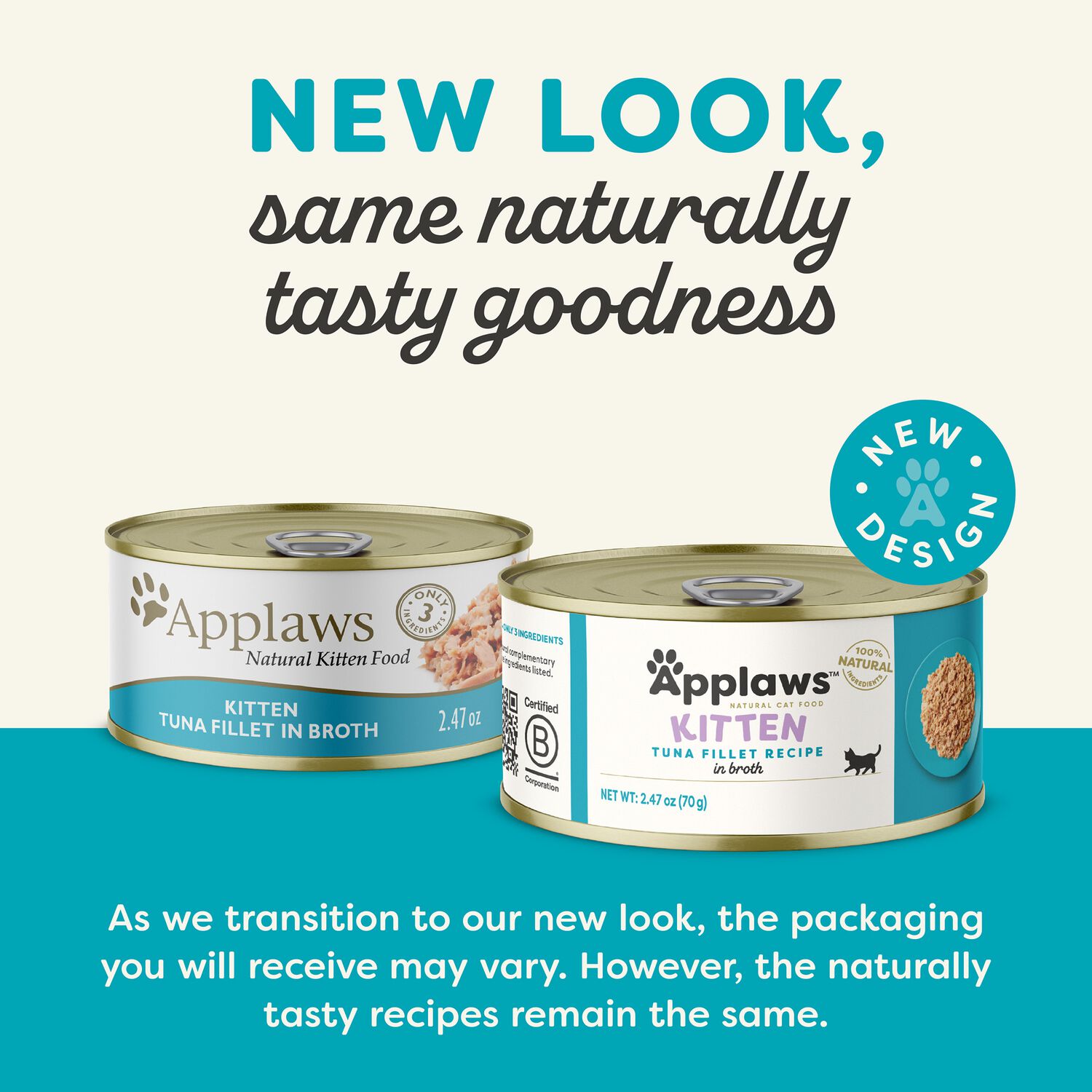 Applaws&trade; Natural Wet Cat Food For Kittens, Tuna Fillet Recipe In Broth, 2.47-Oz Pack Of 24