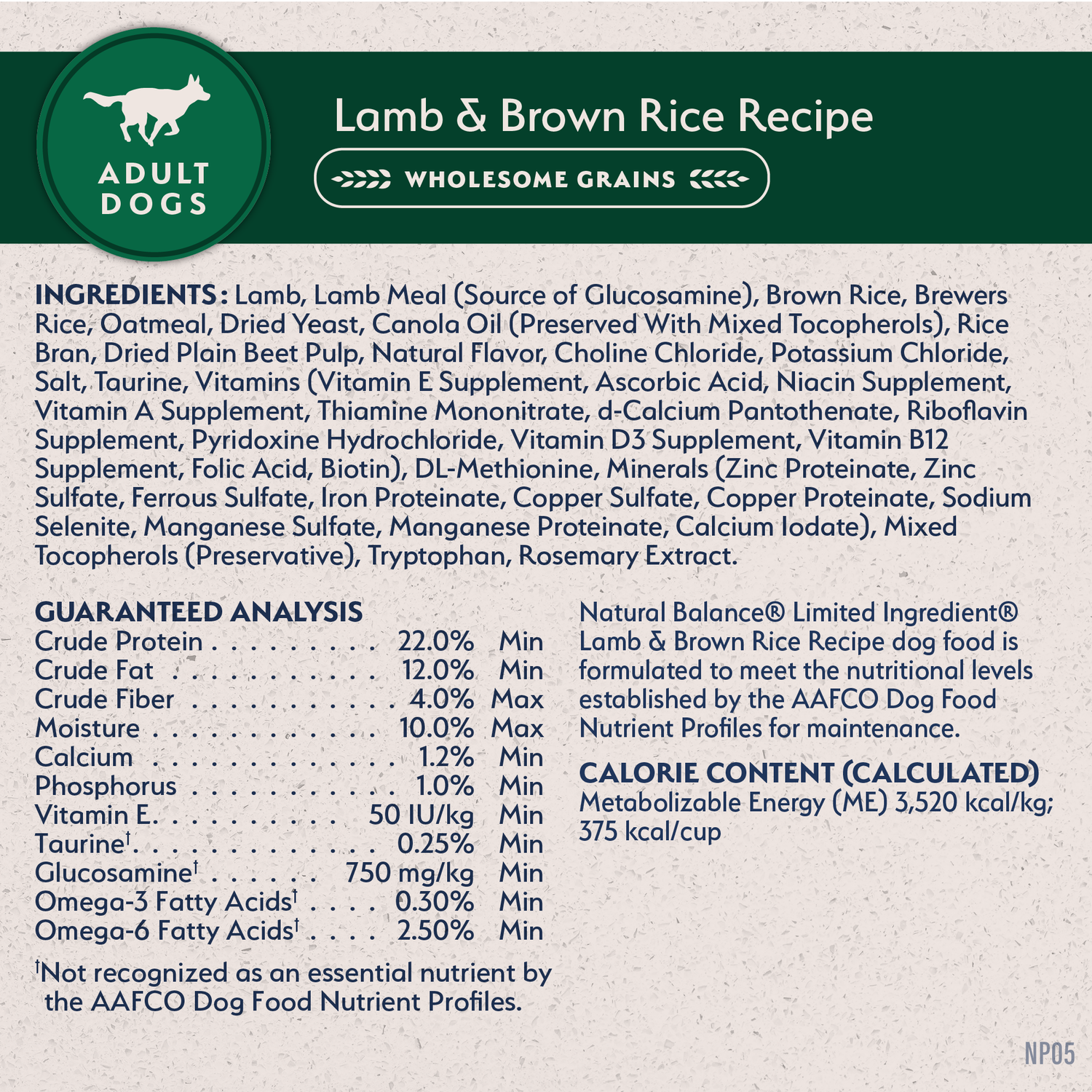 Natural Balance Limited Ingredient Dry Dog Food, Lamb & Brown Rice Recipe, 24-Lb Bag
