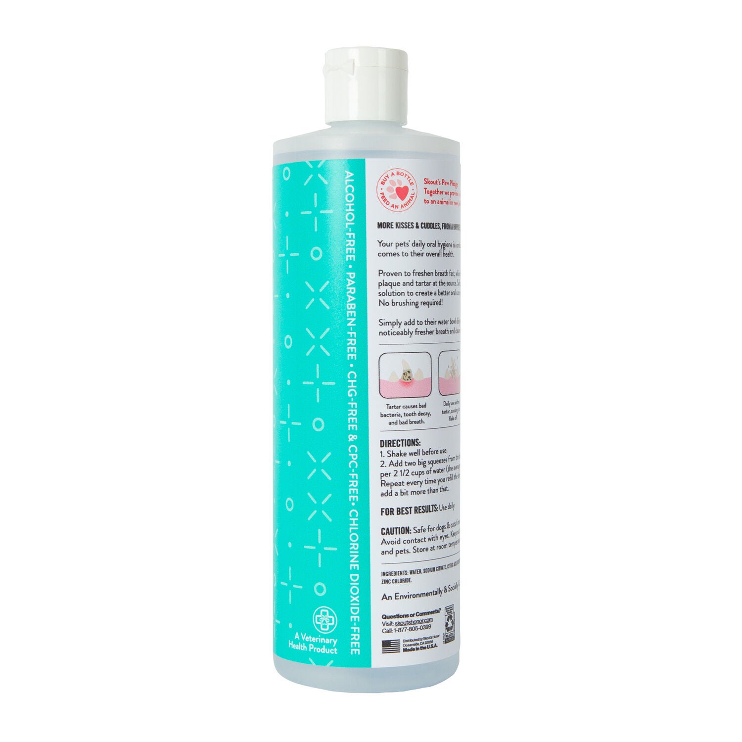 Skout's Honor Fresher Breath Oral Care Water Additive For Dogs & Cats, Fresh & Flavorless, 32-Oz