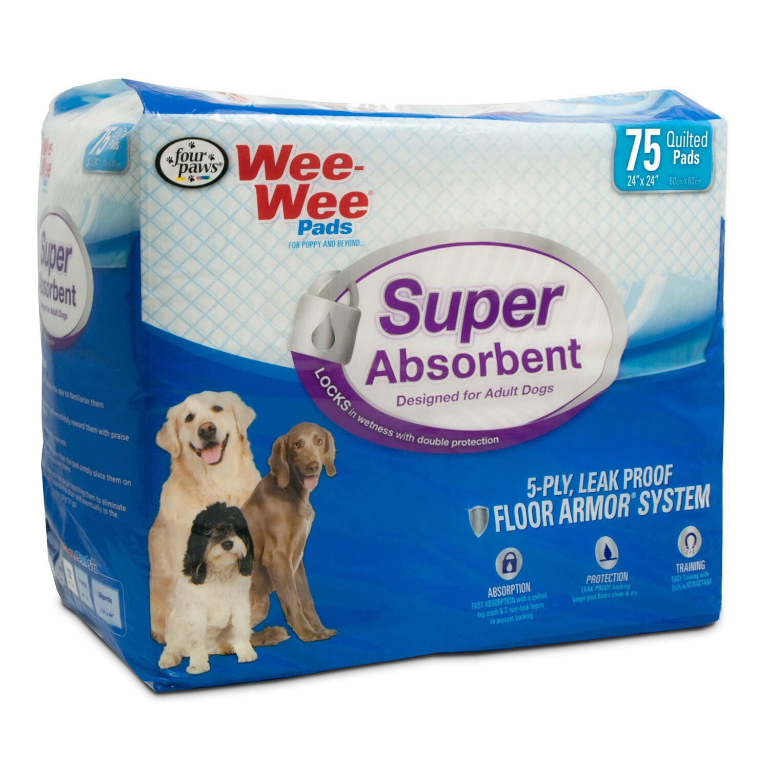 Four Paws Wee-Wee Super Absorbent Dog Potty Pads, 24"