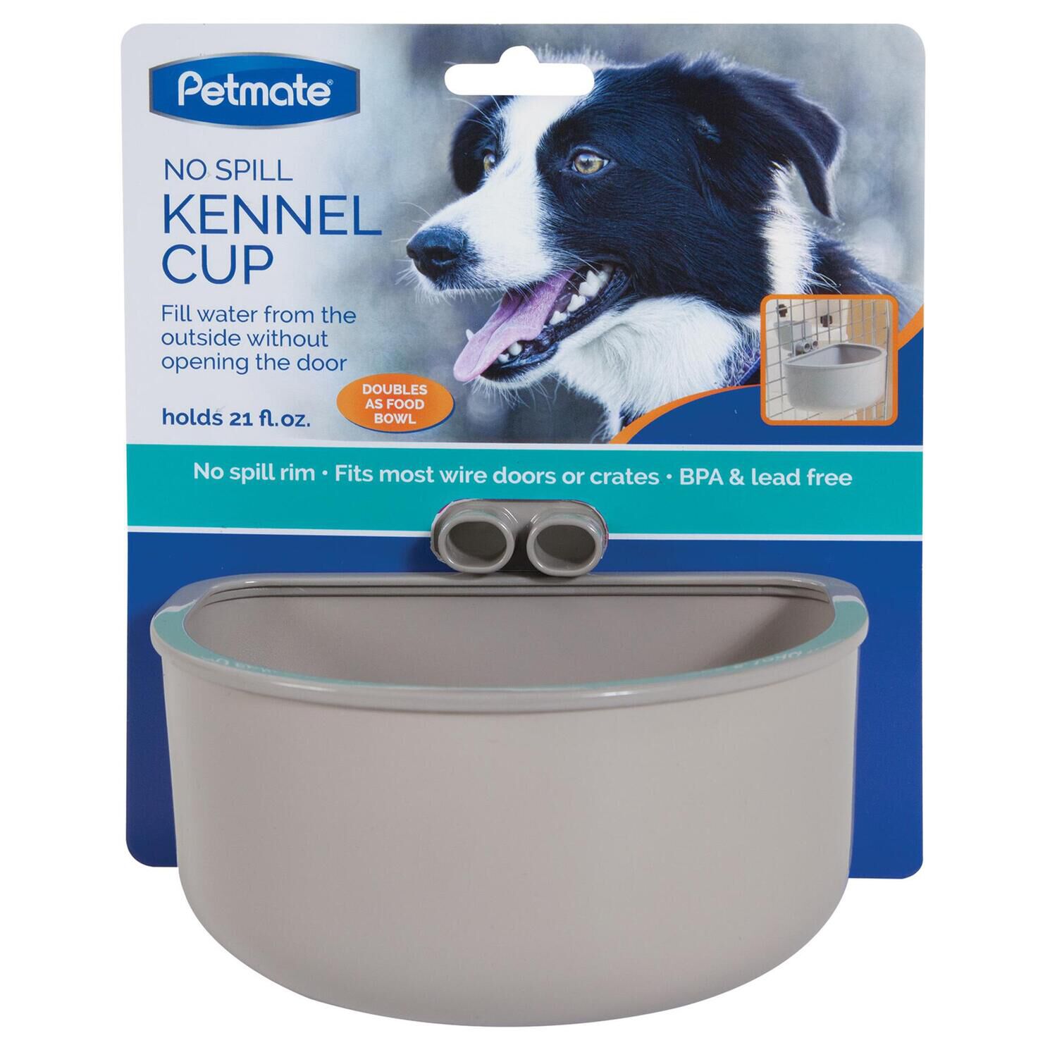 Petmate No Spill Kennel Accessory Dog Cup, Grey, Large