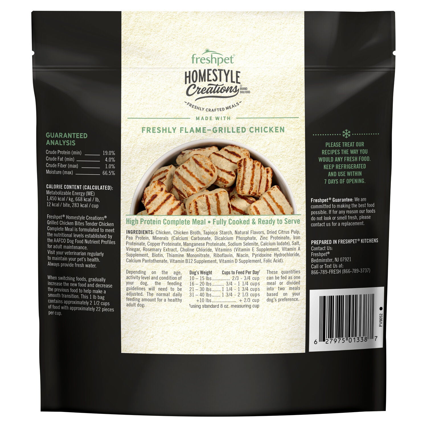 Freshpet Homestyle Creations Fresh Dog Food, Grilled Chicken Bites, 1-Lb Bag