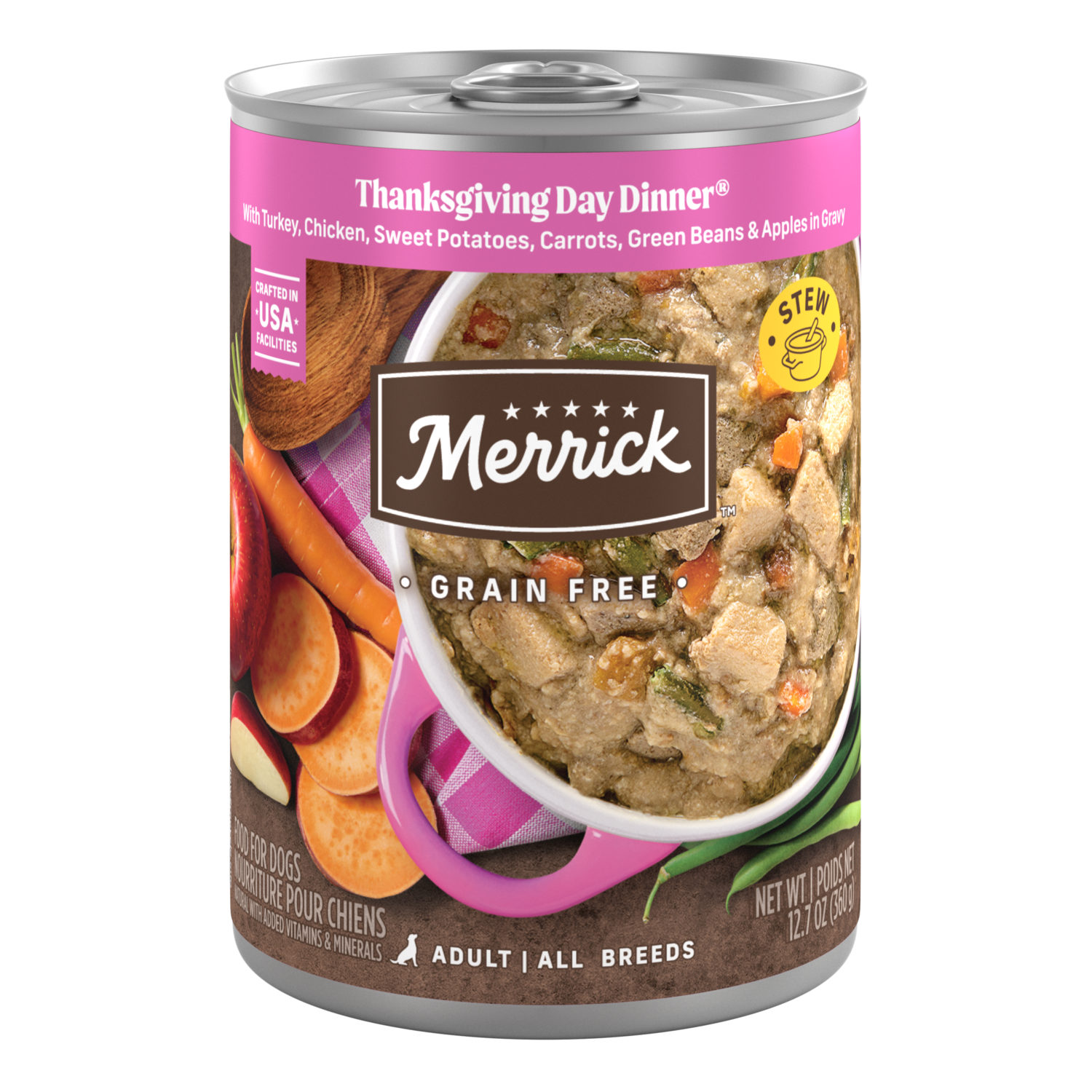 Merrick Grain-Free Premium Gluten Free Canned Adult Wet Dog Food, Thanksgiving Day Dinner, 12.7-Oz Can Pack Of 12