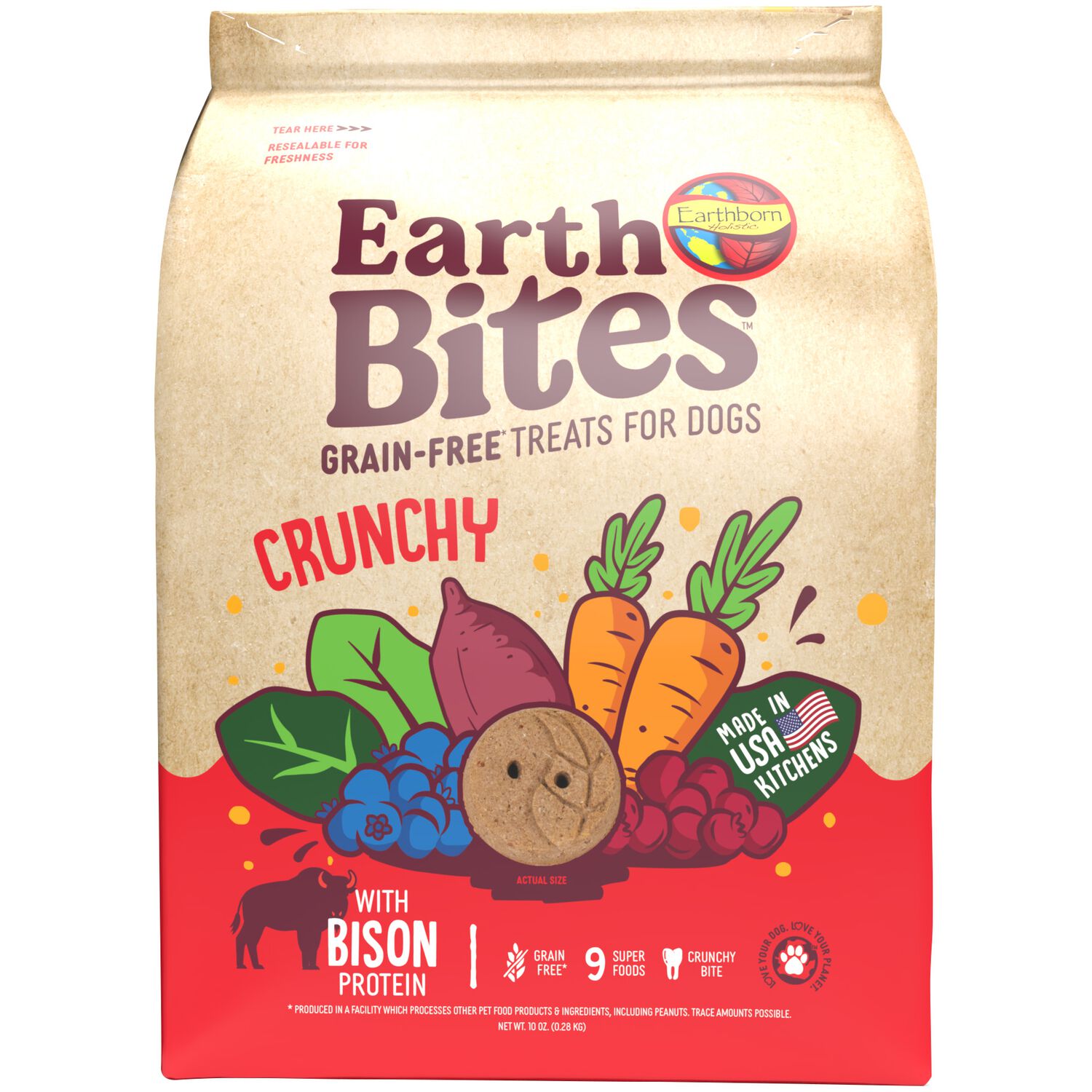 Earthborn Holistic Earth Bites Bison Grain-Free Crunchy Dog Treats, 10-Oz