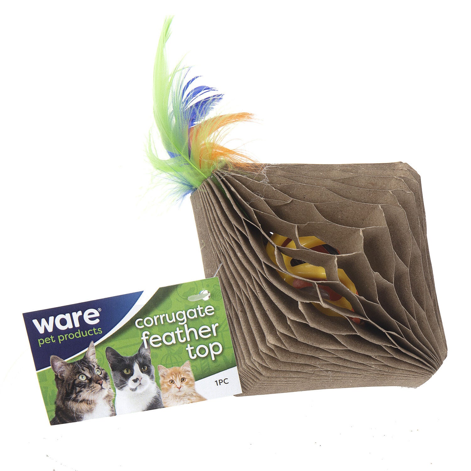 Ware Corrugate Feather Top Interactive Cat Toy