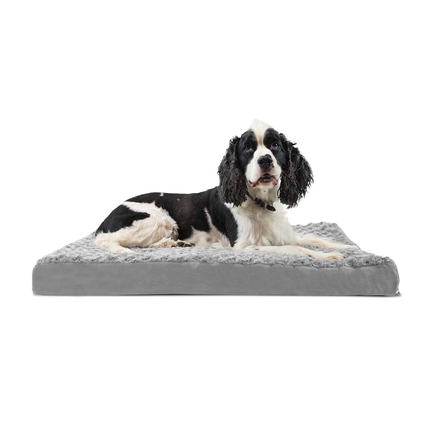 Furhaven Ultra Plush Deluxe Egg Crate Ortho Cushion Gray 1L Pet Supermarket