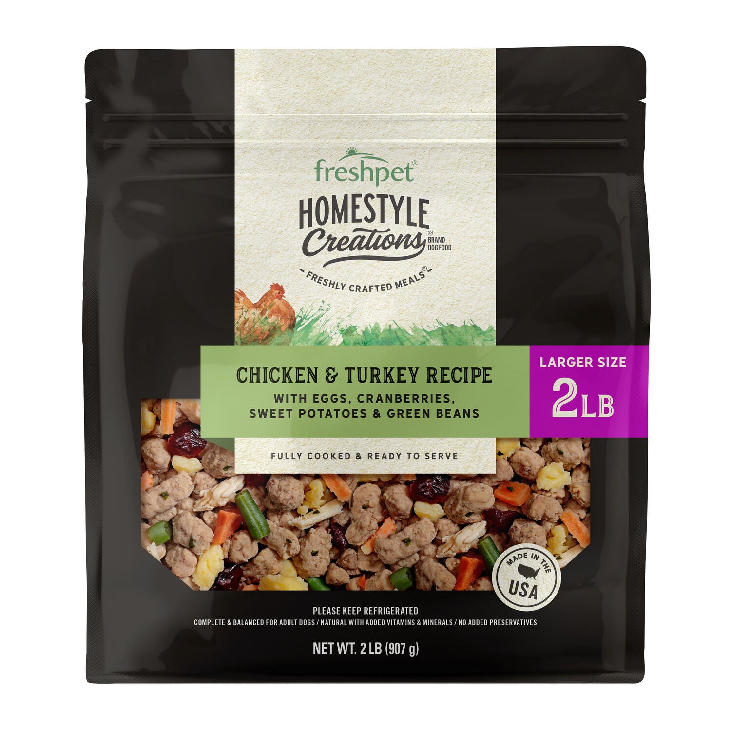 Freshpet Homestyle Creations Fresh Dog Food, Chicken & Turkey Recipe, 1-Lb Bag