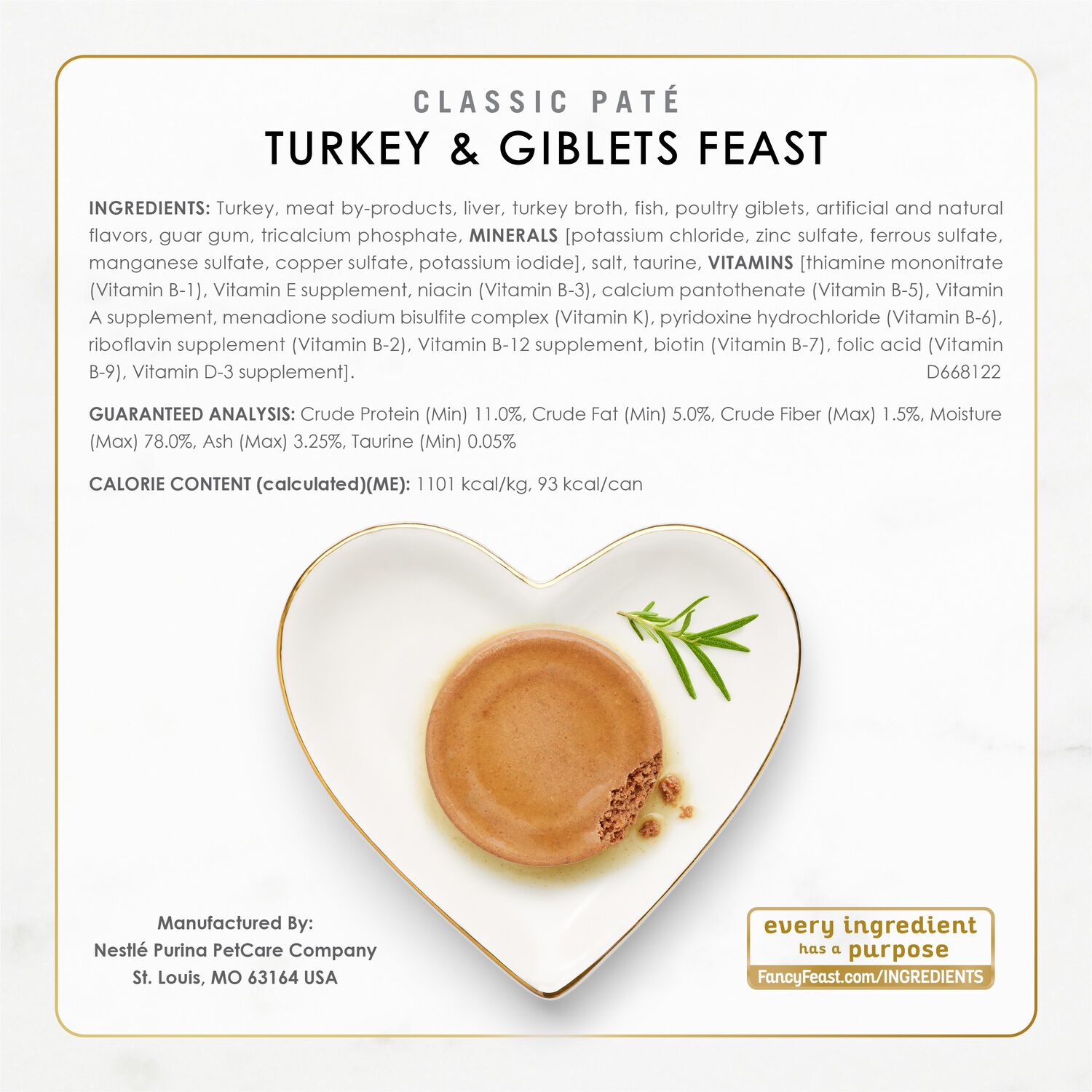 Fancy Feast Purina Classic Pat&eacute; Variety Pack Chicken, Turkey & Beef Wet Cat Food, 24-3Oz Cans