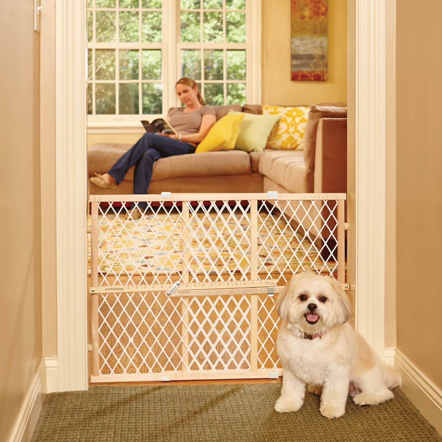 Mypet North States Diamond Mesh Pressure Mount Pet Gate 26.5-42In