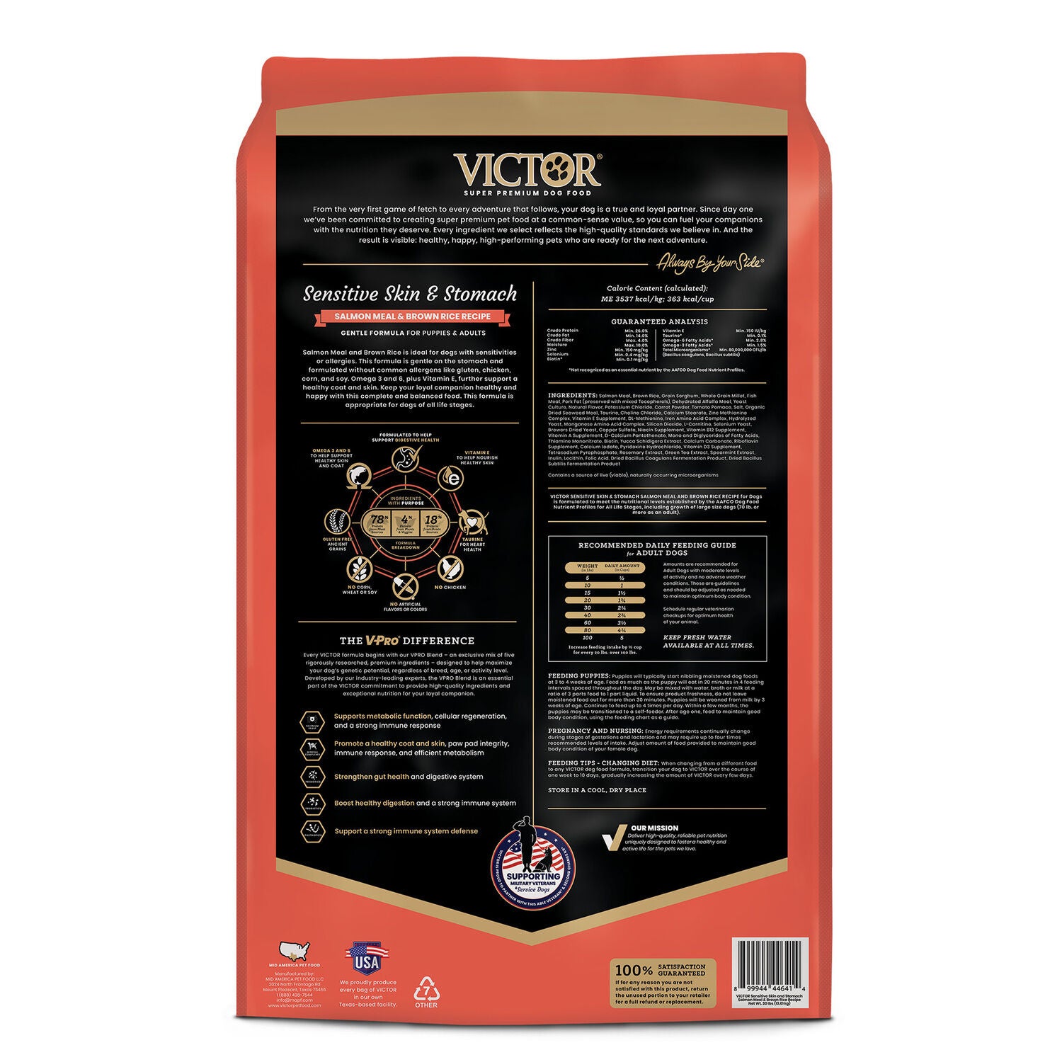 Victor Sensitive Skin And Stomach Dry Dog Food, Salmon Meal And Brown Rice Recipe, 15-Lb