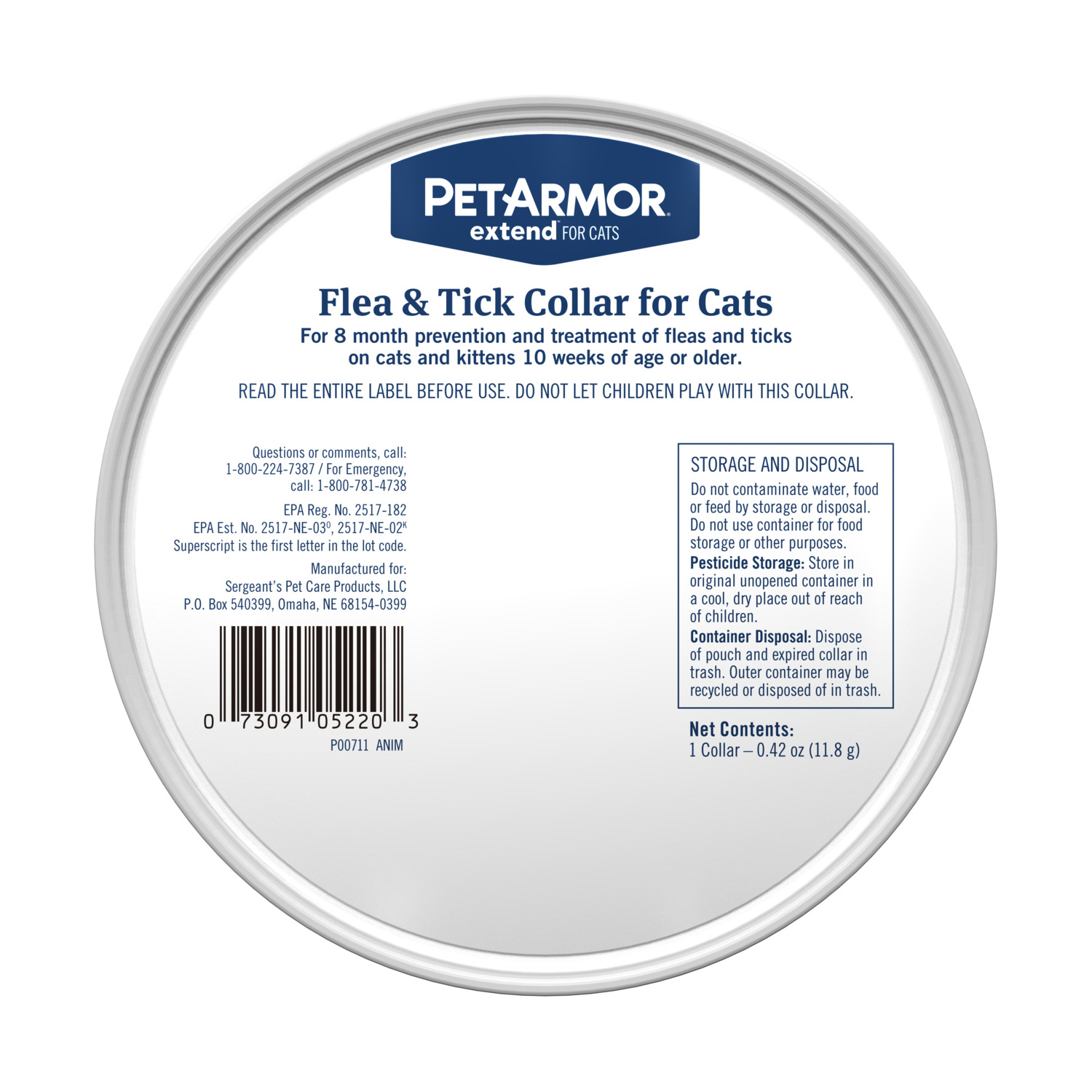 Petarmor Extend Flea & Tick Cat Collar, 1 Count