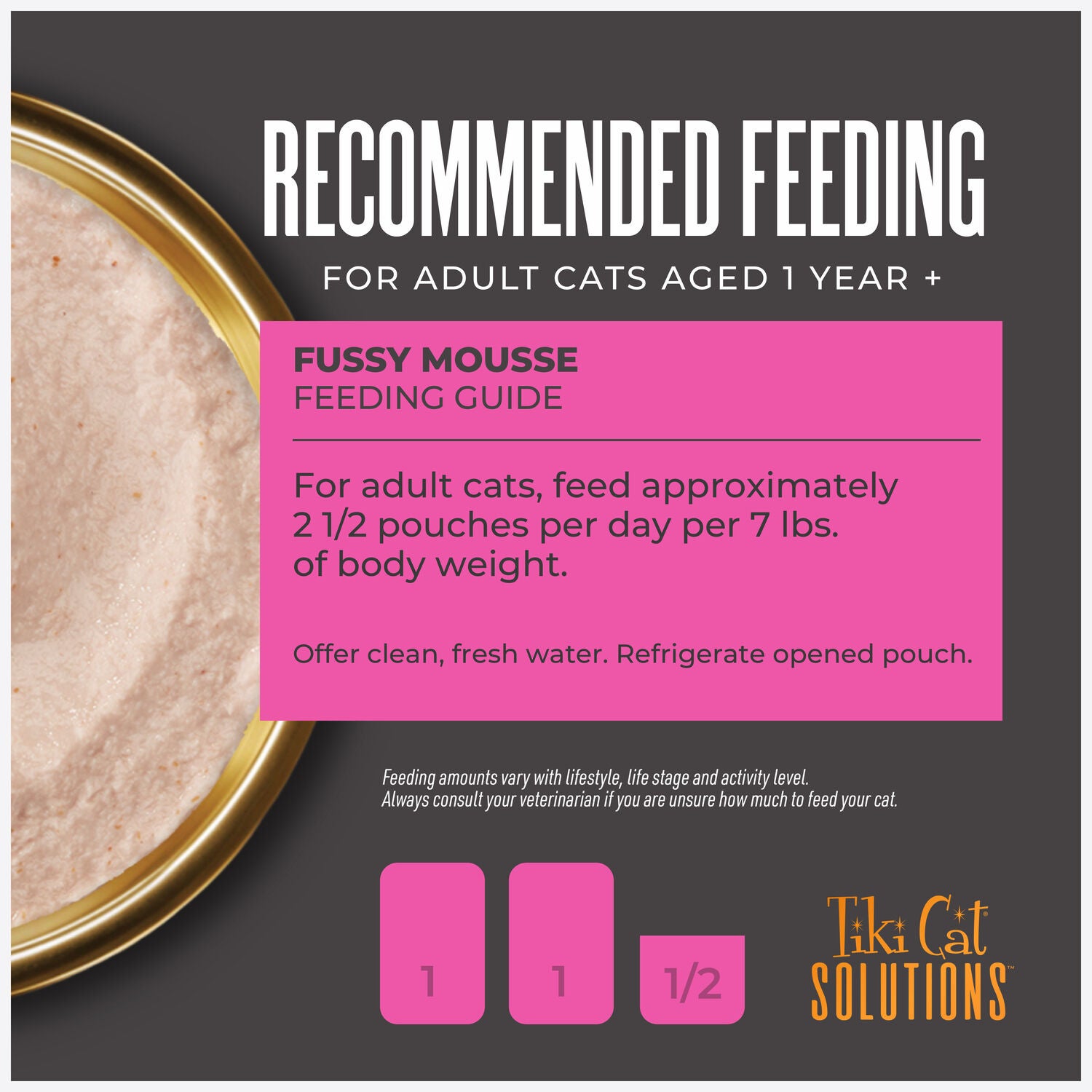 Tiki Cat Solutions Mousse Wet Cat Food, Fussy Recipe, With Duck Liver & Egg In Broth, 2.4-Oz Pouch Pack Of 12
