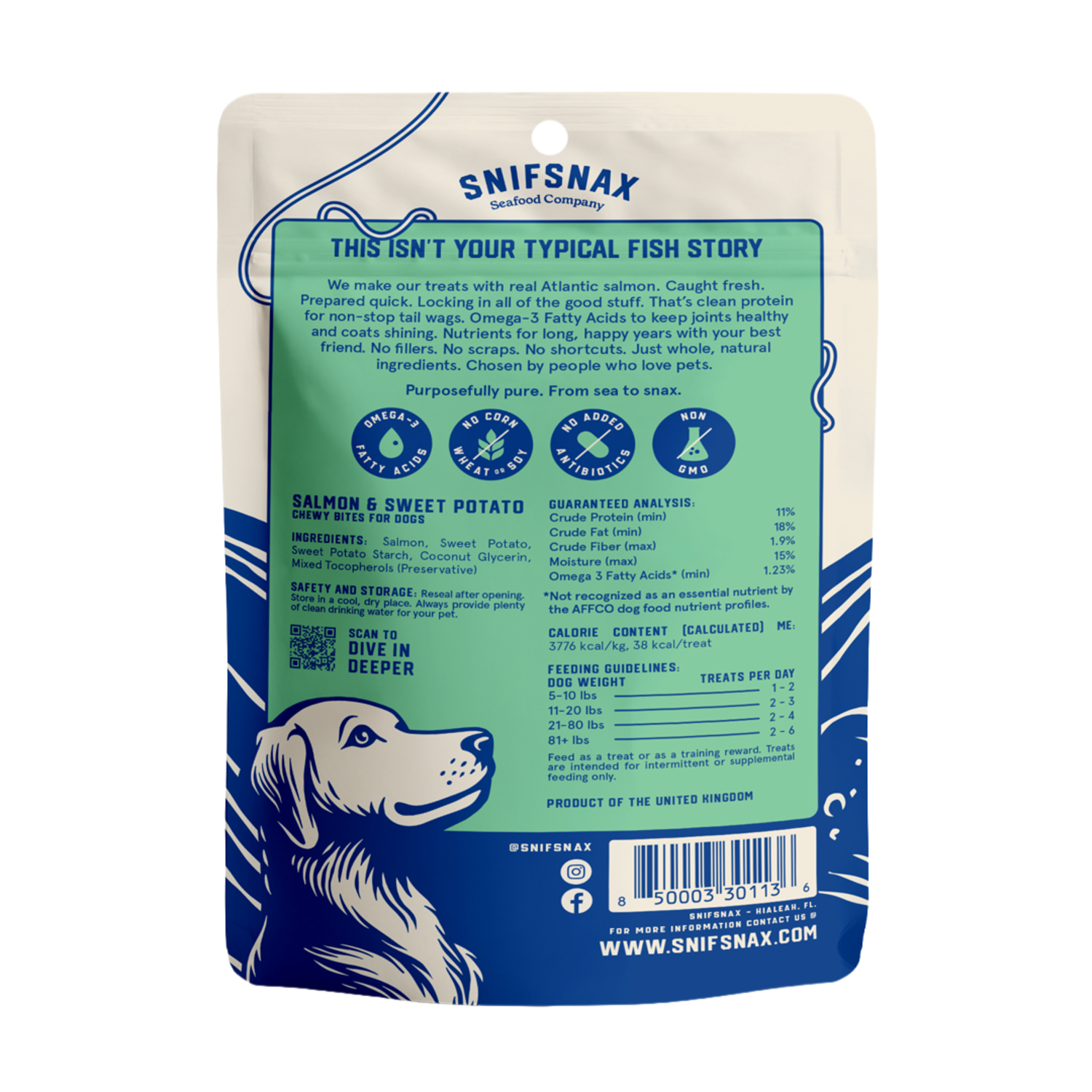 Snif Snax Salmon & Sweet Potato Limited Ingredient Soft & Chewy Bites Dog Treats, 4-Oz