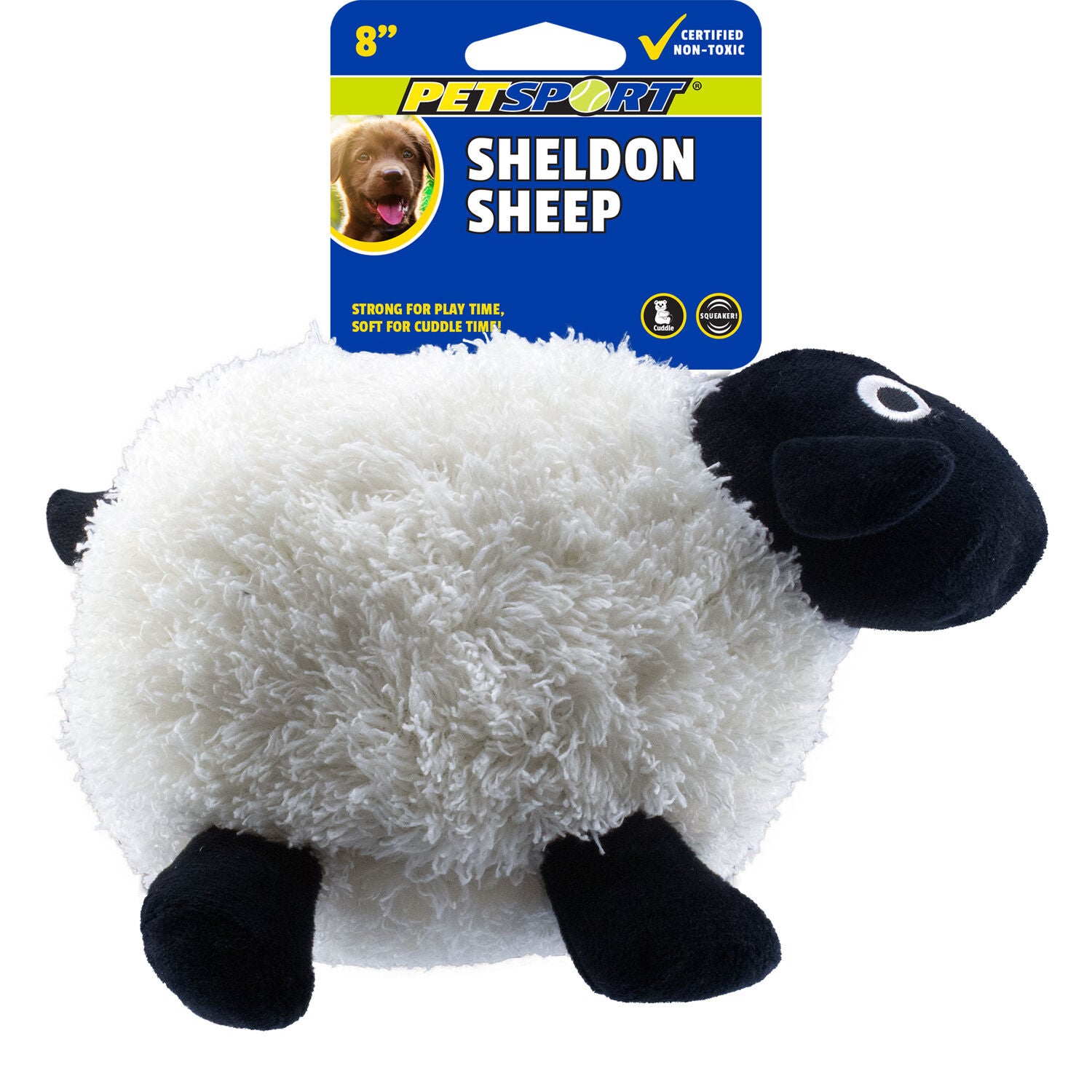 Petsport Sheldon Sheep Plush Squeaky Dog Toy, 8", Assorted