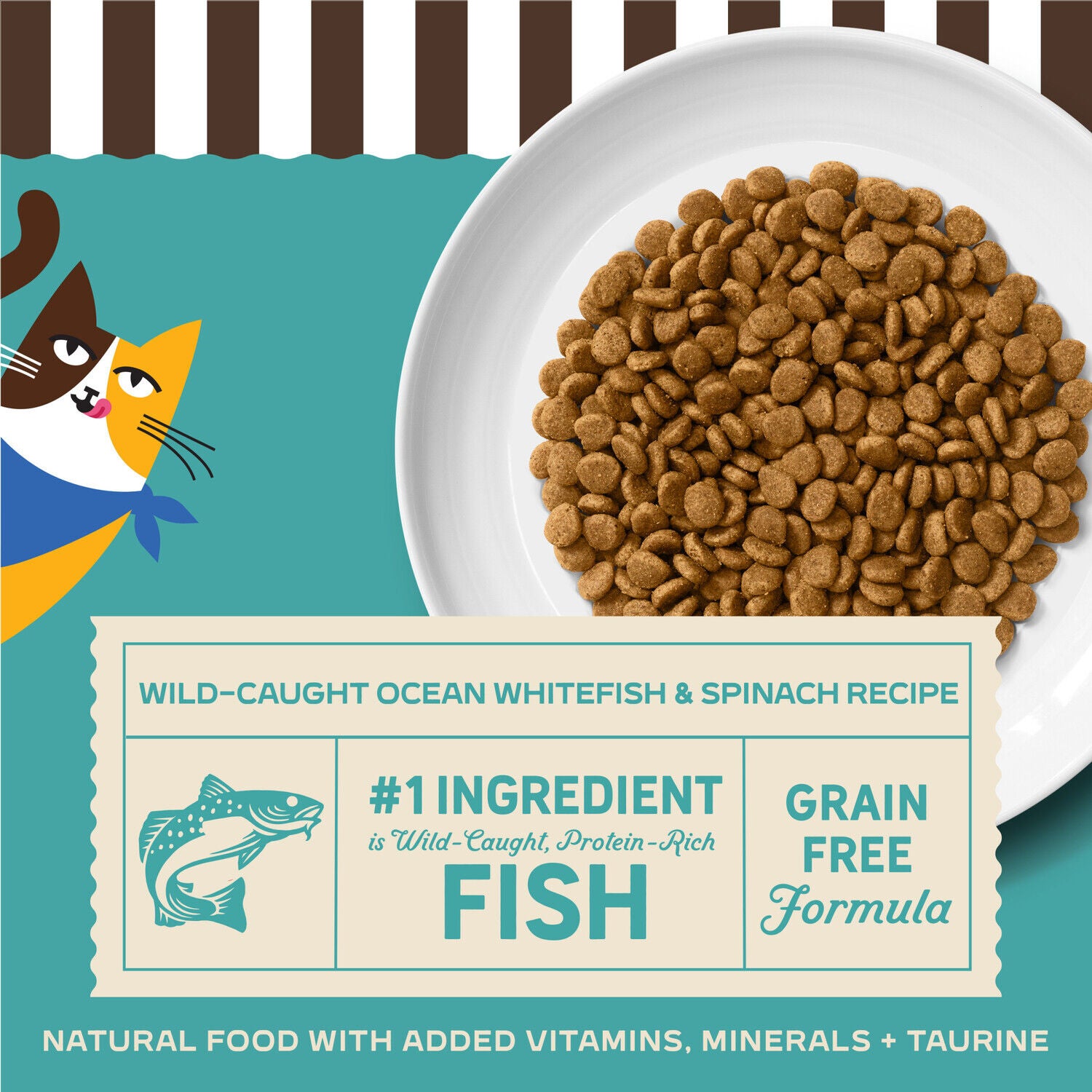 Merrick Purrfect Bistro Grain Free Wild-Caught Ocean Whitefish And Spinach Recipe Adult Dry Cat Food, 4 Lb.