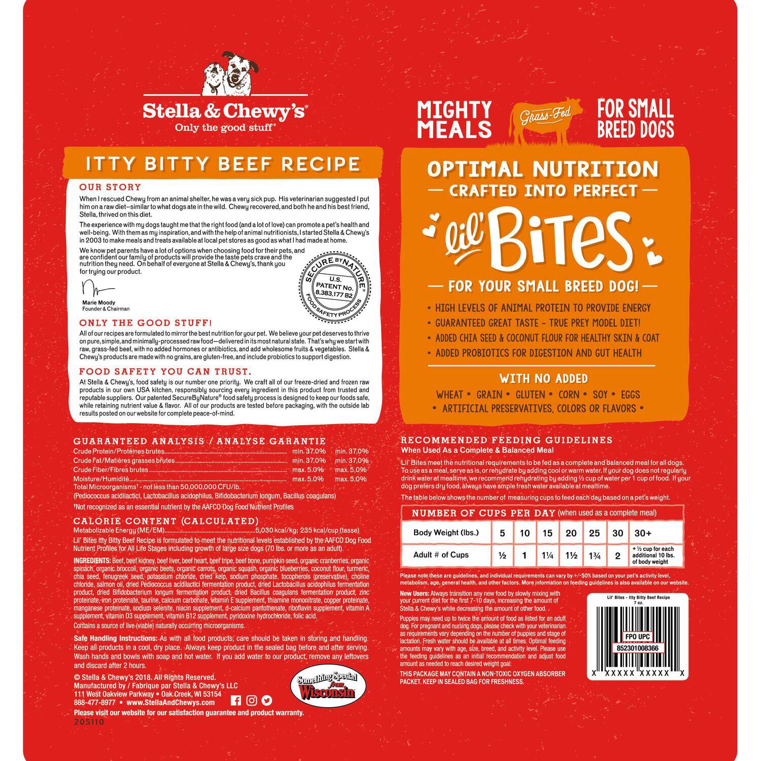 Stella & Chewy's Lil' Bites Freeze-Dried Raw Dog Food For Small Breed Dogs, Itty Bitty Beef Recipe, 7-Oz Bag