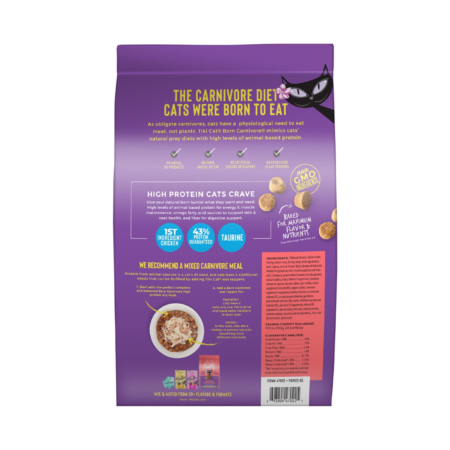Tiki Cat Born Carnivore High Protein Dry Cat Food, Chicken, Herring & Salmon Meal, 5.6-Lb Bag