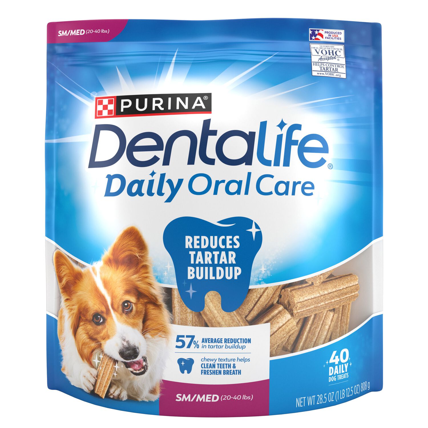 Purina Dentalife Daily Oral Care Chicken Flavor Small & Medium Dog Treats, 40-Count Bag