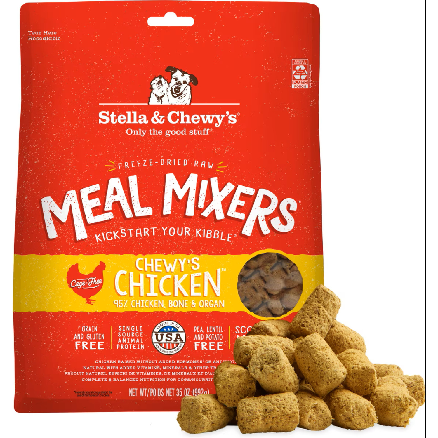 Stella & Chewy's Freeze-Dried Raw Chewy's Meal Mixers Dog Food Topper, Chewy's Chicken Recipe, 18-Oz