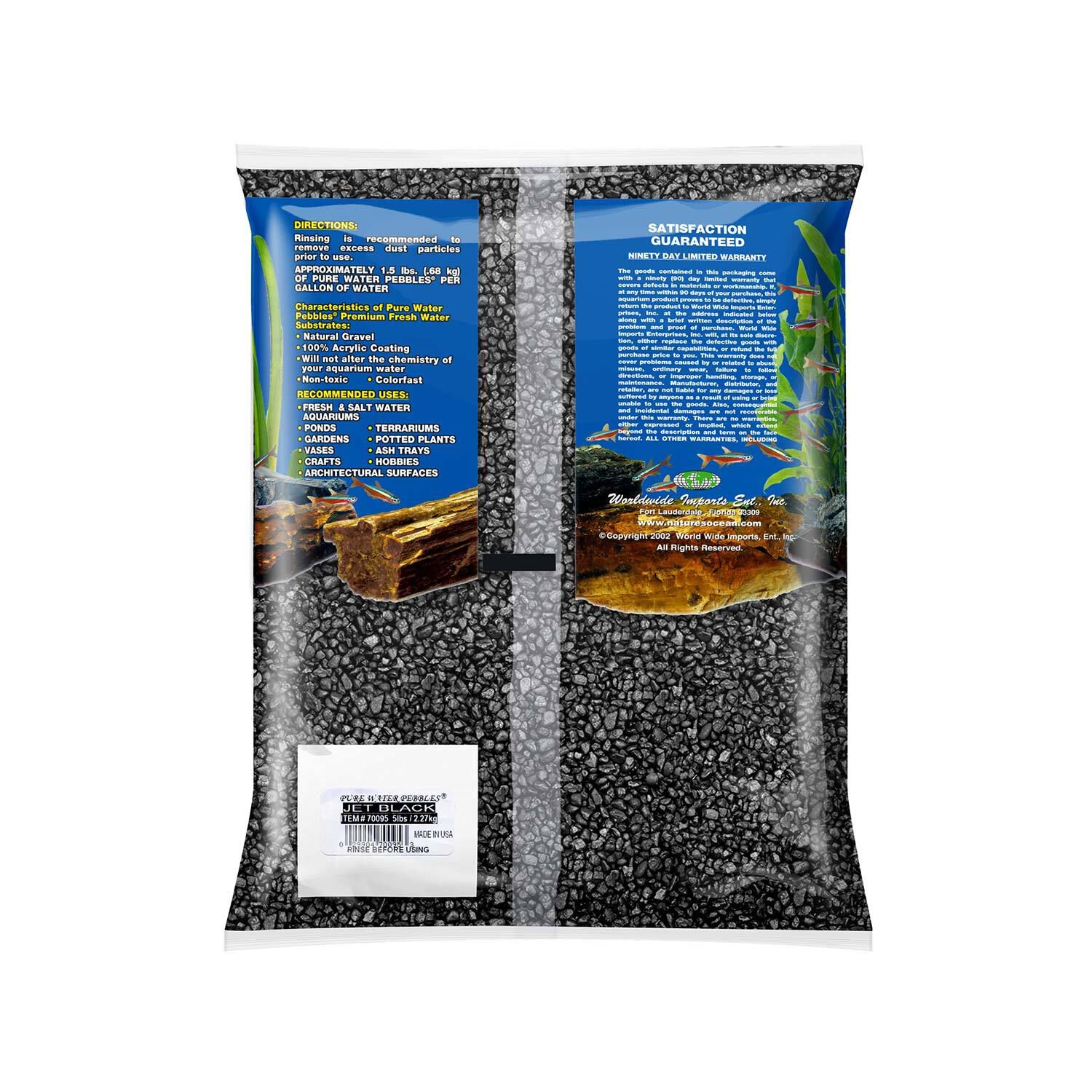 Pure Water Pebbles Aquarium Gravel, Jet Black, 5-Lb Bag