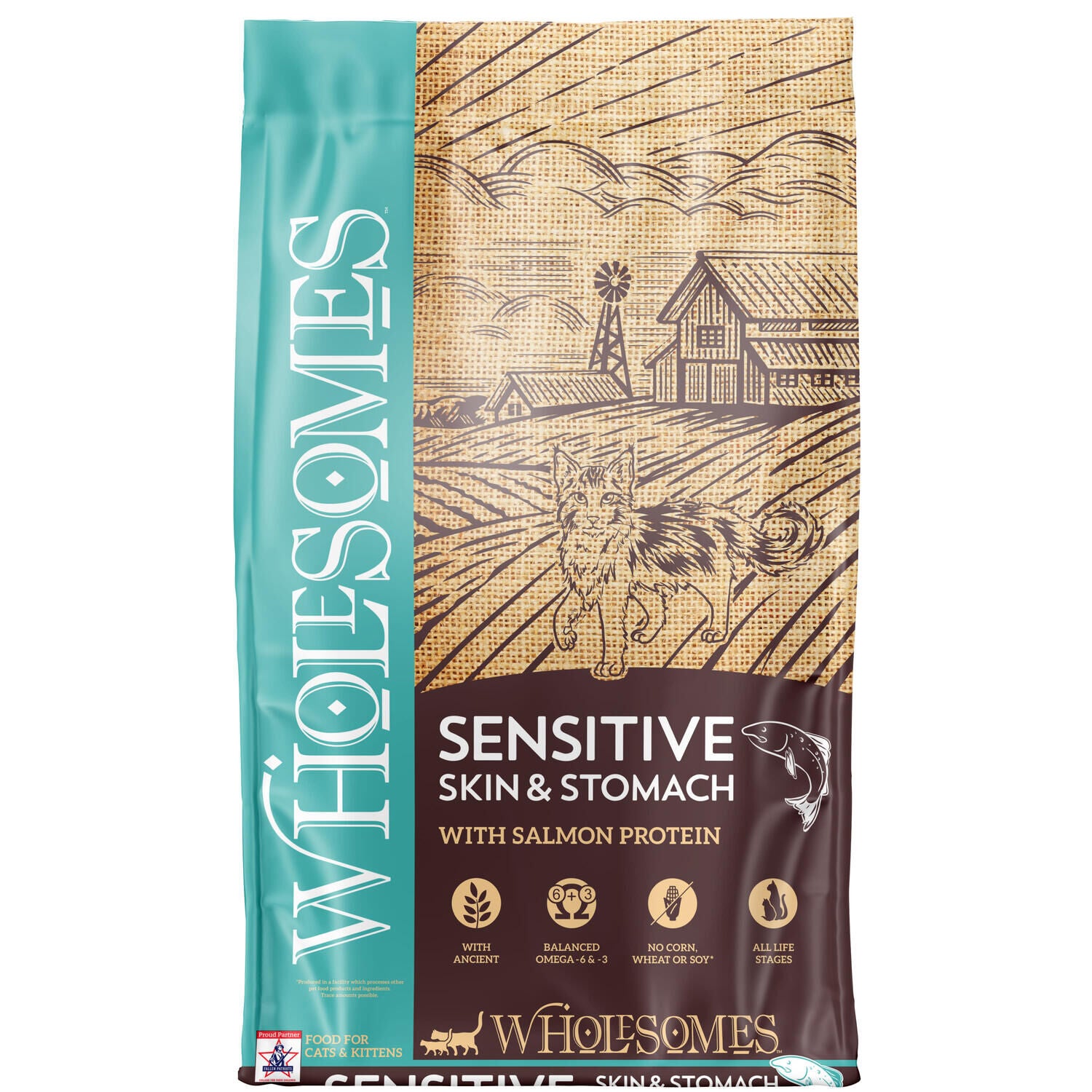 Wholesomes Sensitive Skin & Stomach With Salmon Protein Dry Cat Food, 10-Lb