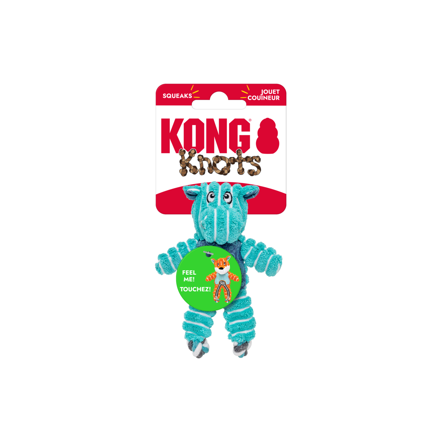 Kong Floppy Knots Blue Hippo Plush Dog Toy, Extra Small - 4"