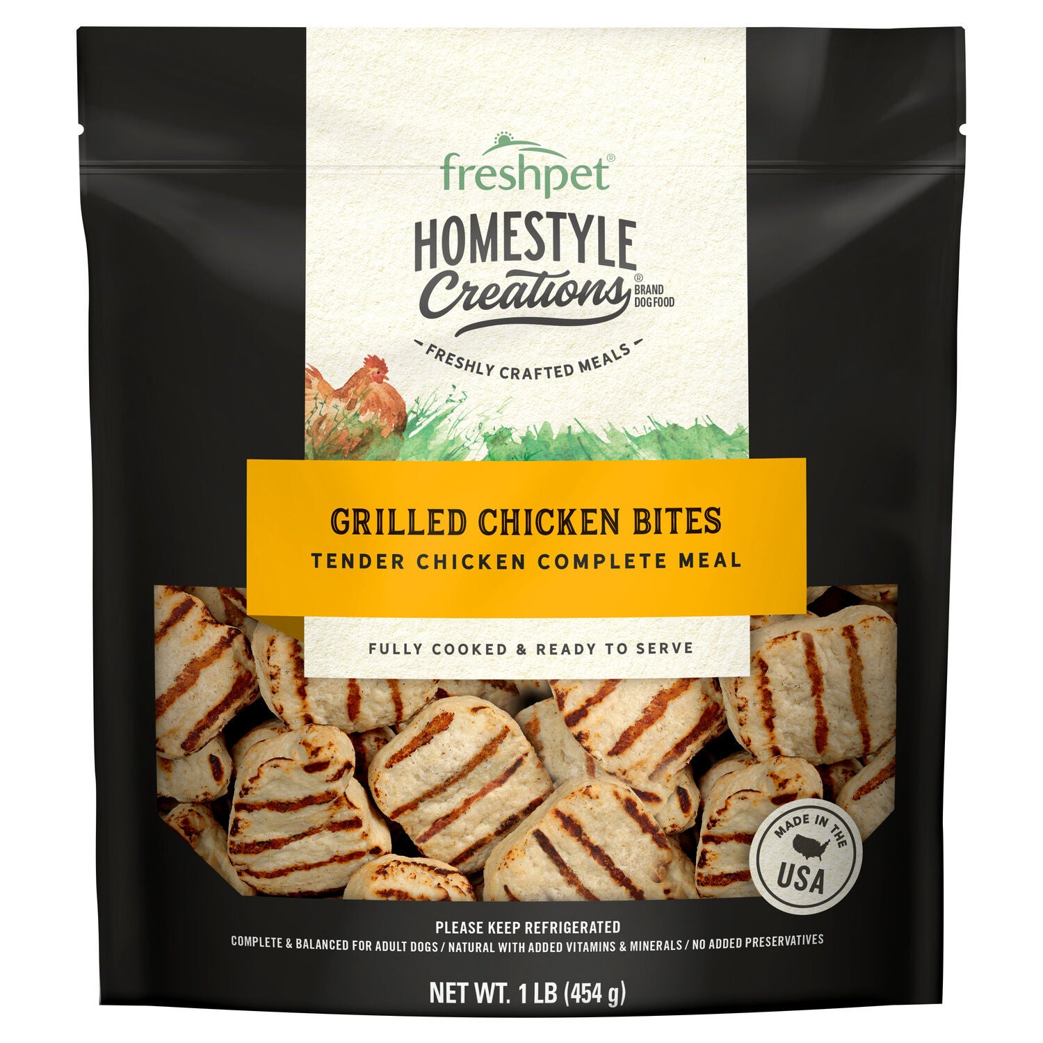 Freshpet Homestyle Creations Fresh Dog Food, Grilled Chicken Bites, 1-Lb Bag