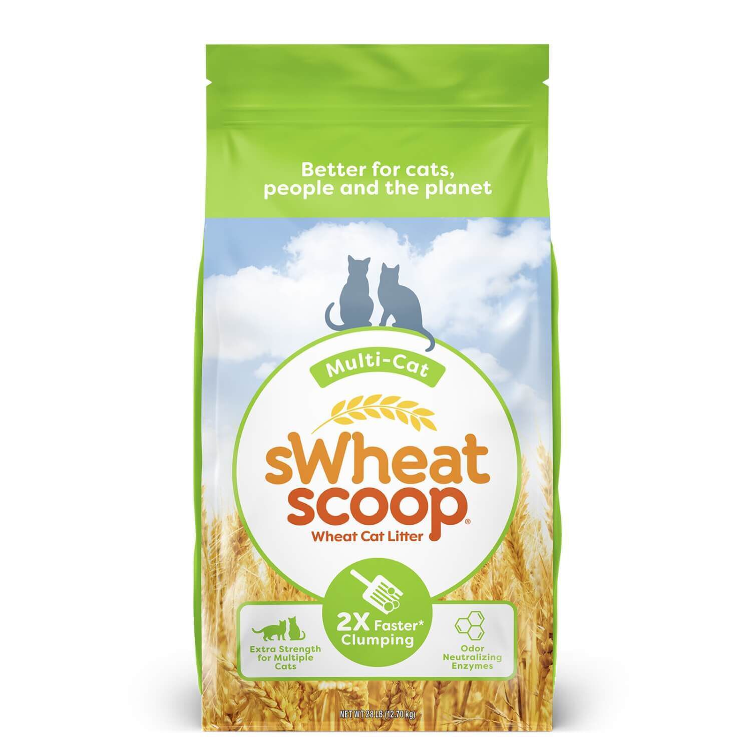 Swheat Scoop Multi-Cat Unscented Natural Clumping Wheat Cat Litter