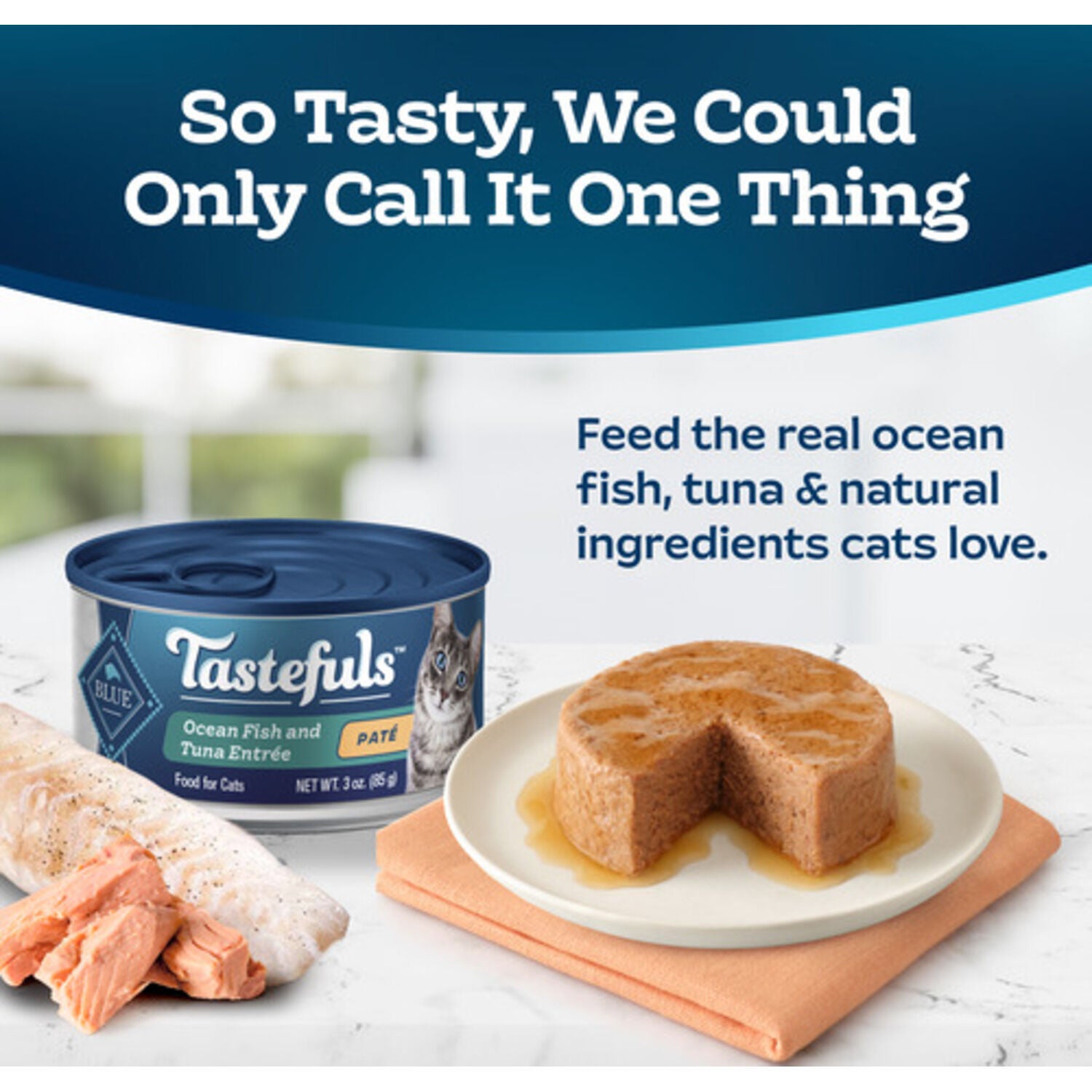 Blue Buffalo Tastefuls Ocean Fish & Tuna Entr&eacute;e Pate Wet Cat Food, 3-Oz.