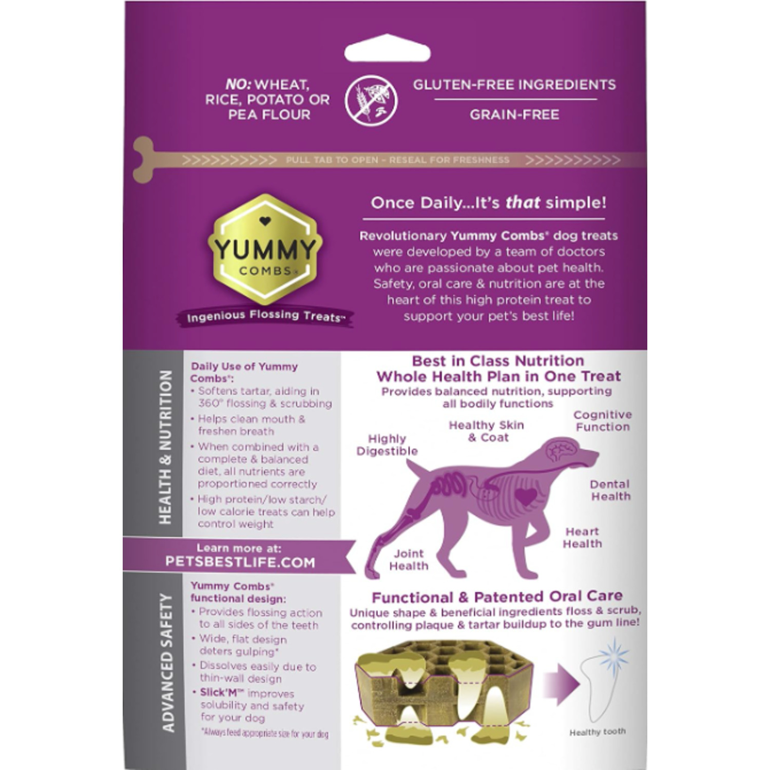 Yummy Combs Adult Large Dog Dental Treats, Chicken, 1 Pack