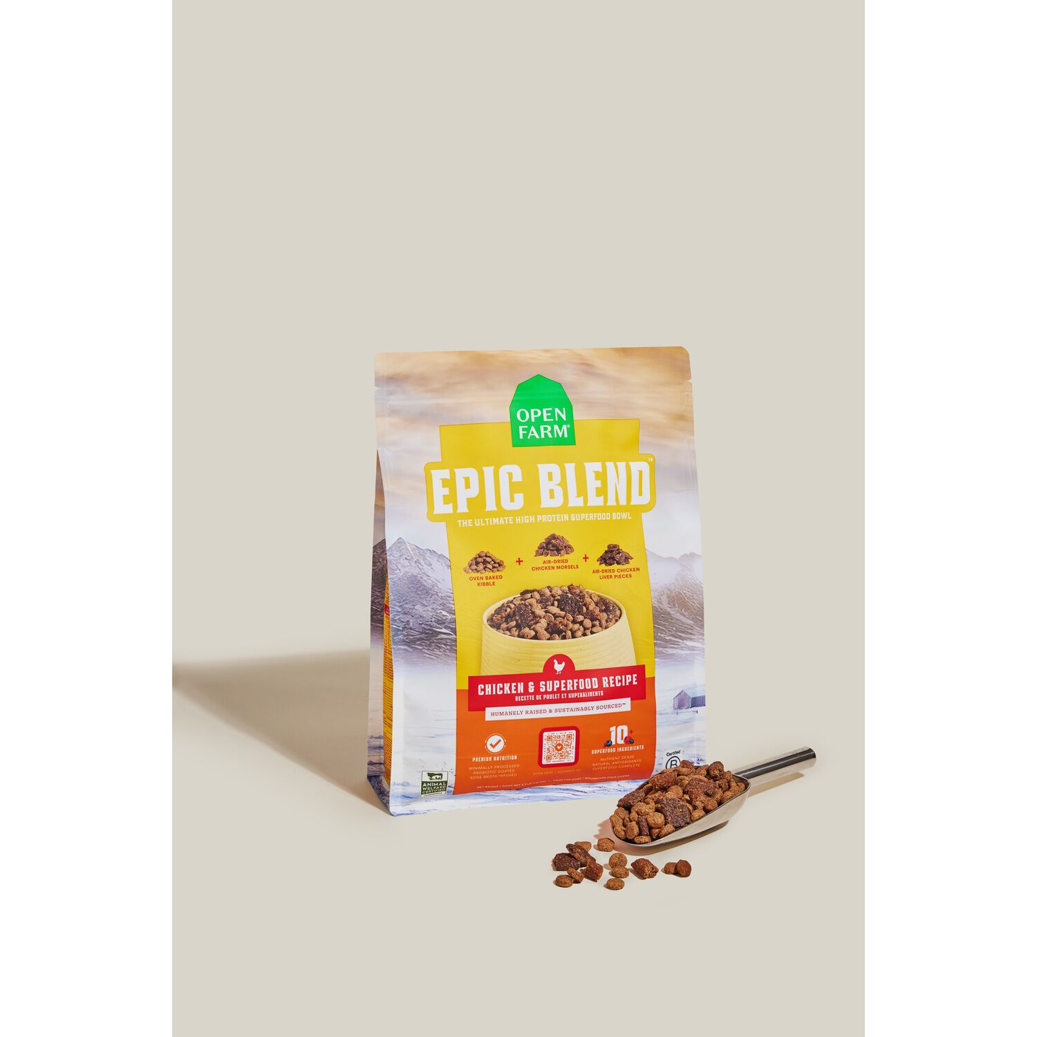 Open Farm Epic Blend Chicken & Superfood Recipe Air-Dried Dog Food With Kibble, 18Lb
