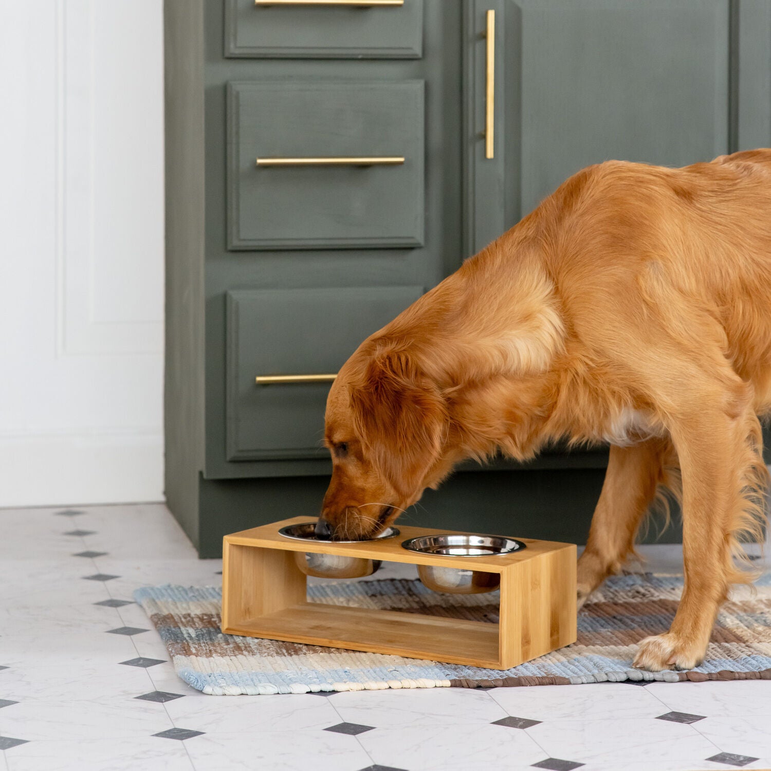 Simply Dog Wooden Double Diner Elevated Dog Feeder & Dog Bowls