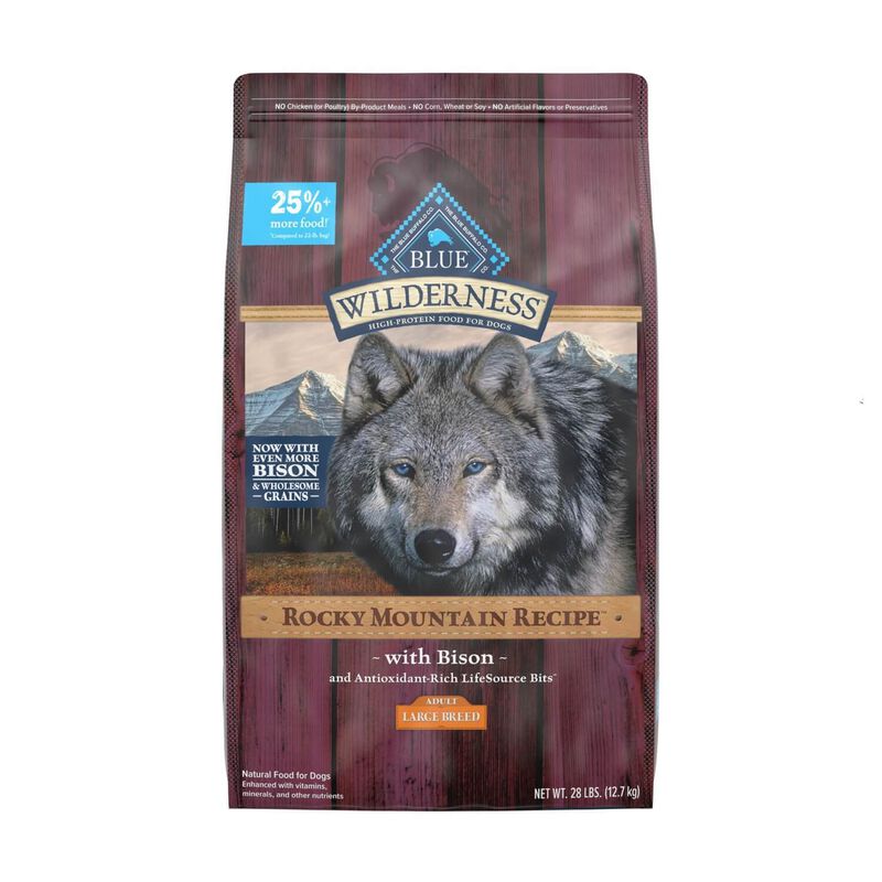 Blue Buffalo Wilderness Rocky Mountain Recipe High Protein Natural Large Breed Adult Dry Dog Food, Bison With Grain