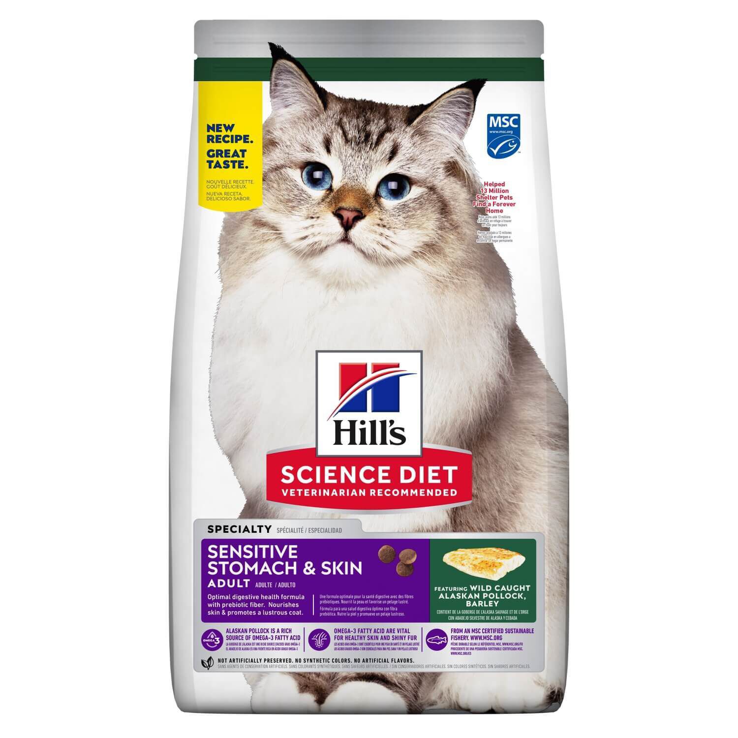 Hill's Science Diet Adult Sensitive Stomach & Skin Alaskan Pollock & Barley Recipe Dry Cat Food