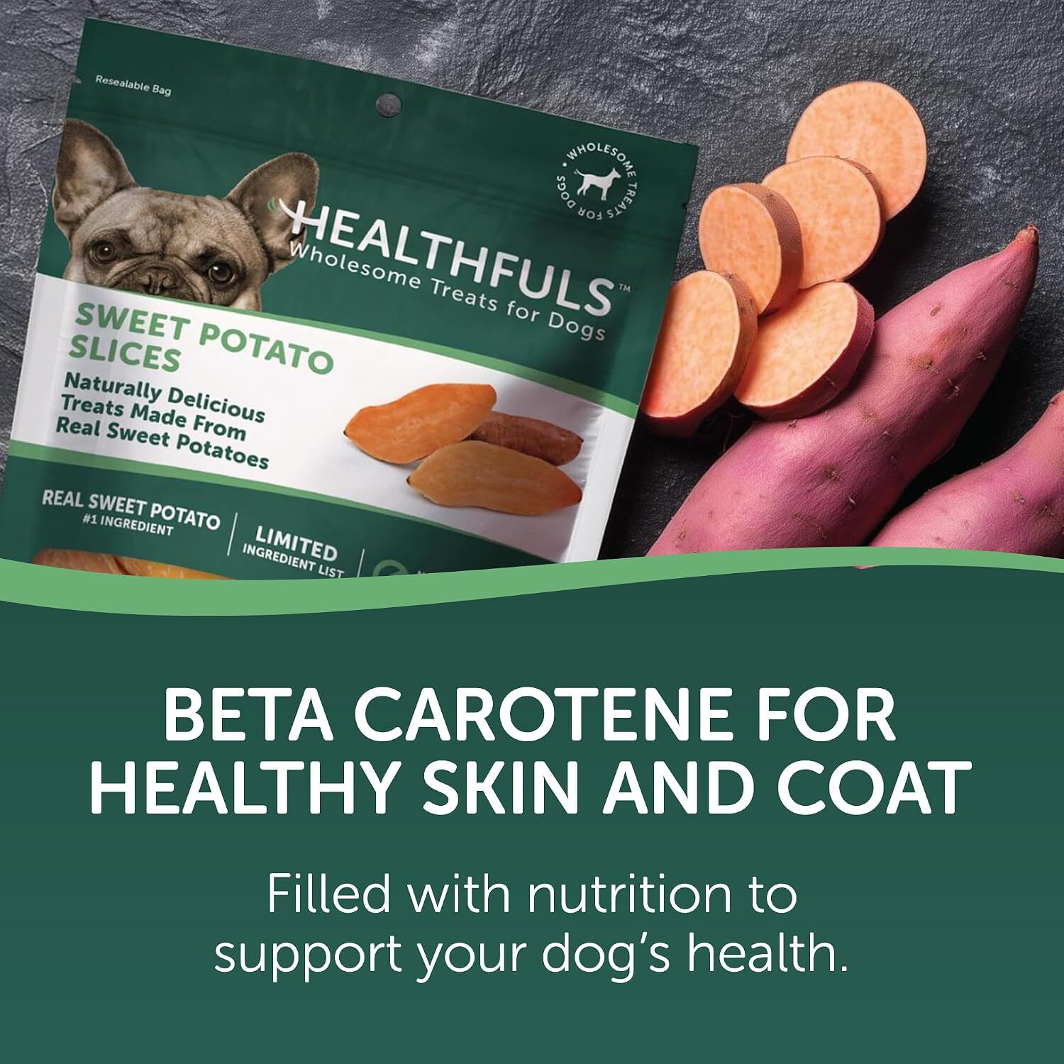 Healthfuls Sweet Potato Slices Natural Dog Treats, 1-Lb Bag