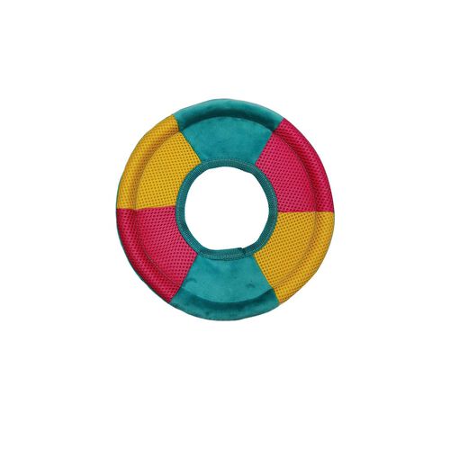 Mesh/Plush Frisbee With Tubular Outer Ring Dog Toy