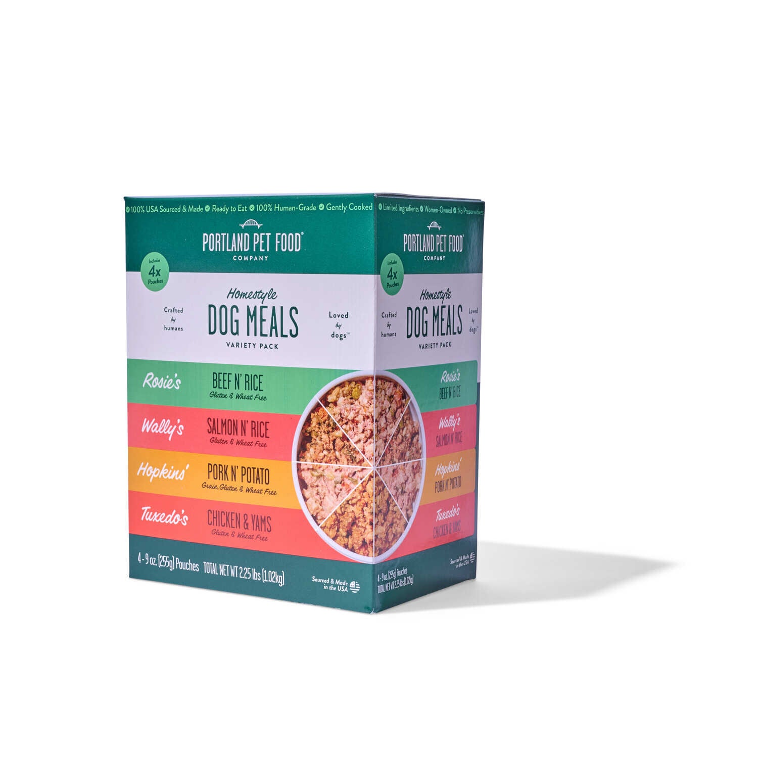 Portland Pet Food Homestlye Meal Wet Dog Food, Variety Pack, 4 Pack 9-Oz Pouches
