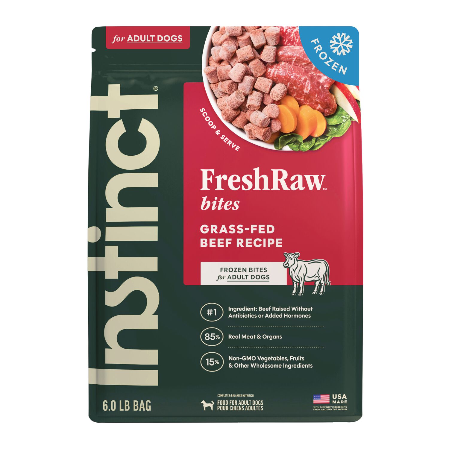 Instinct Raw Frozen Bites Real Beef Recipe Dog Food