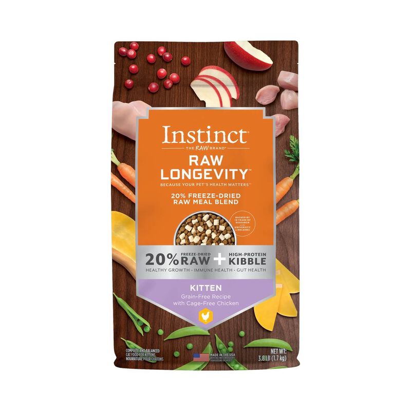 Instinct® Raw Longevity™ 20% Freeze Dried Raw Meal Blend Grain Free Recipe With Cage Free Chicken For Kittens